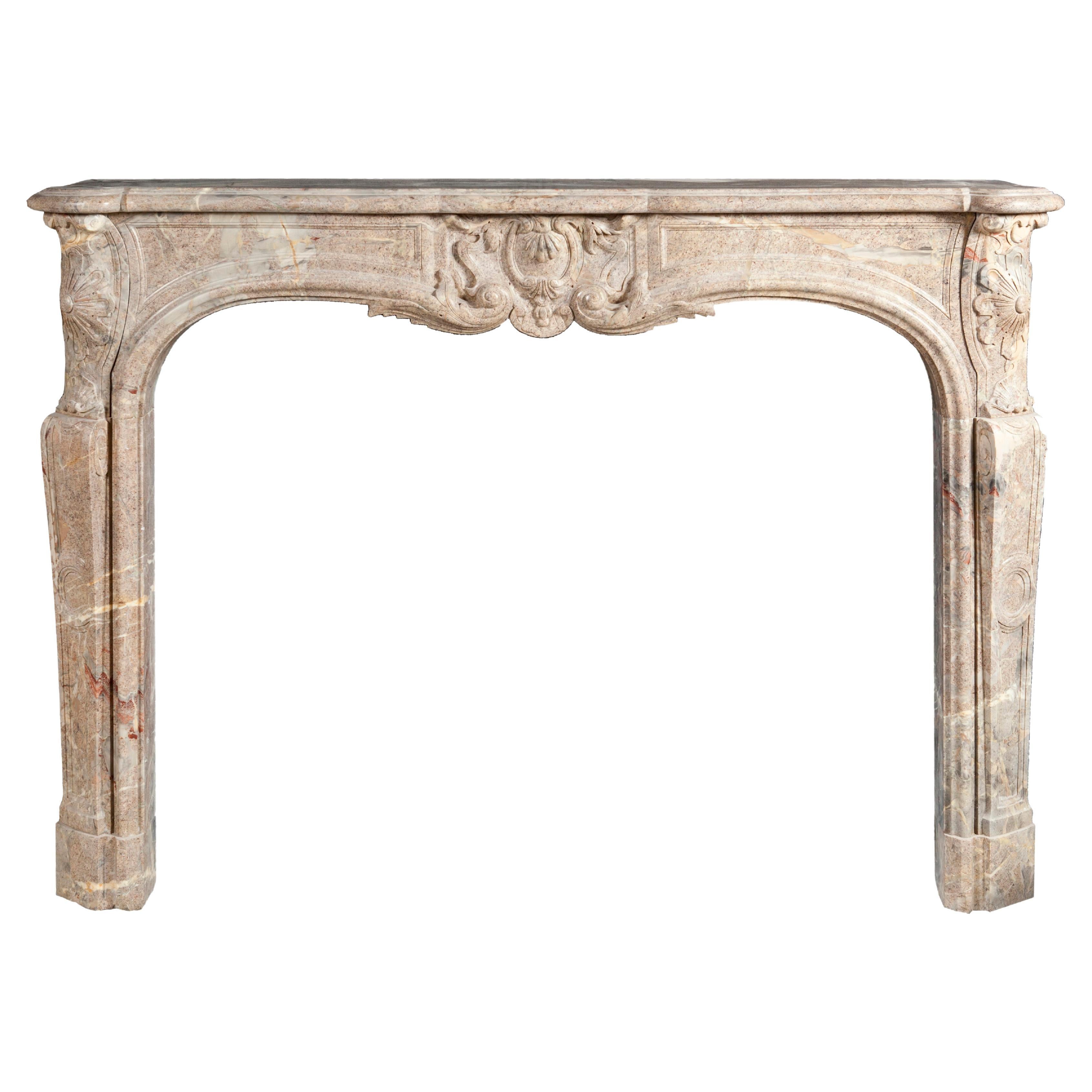 Fine quality French Louis XV style Sarrancolin fireplace reproduction For Sale