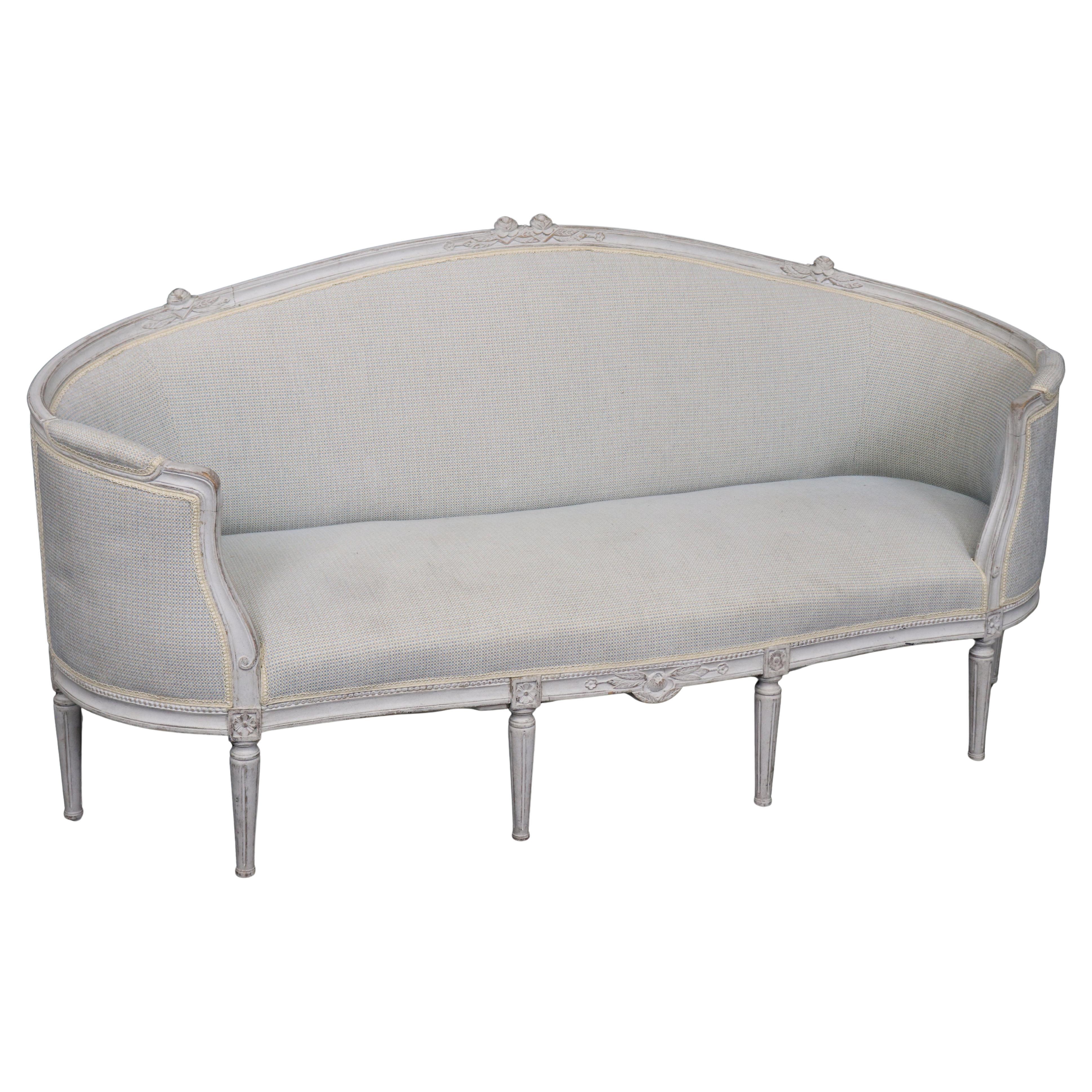 Fine Quality French Louis XVI Corbeille Form Settee Canape Sofa