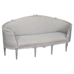 Fine Quality French Louis XVI Corbeille Form Settee Canape Sofa