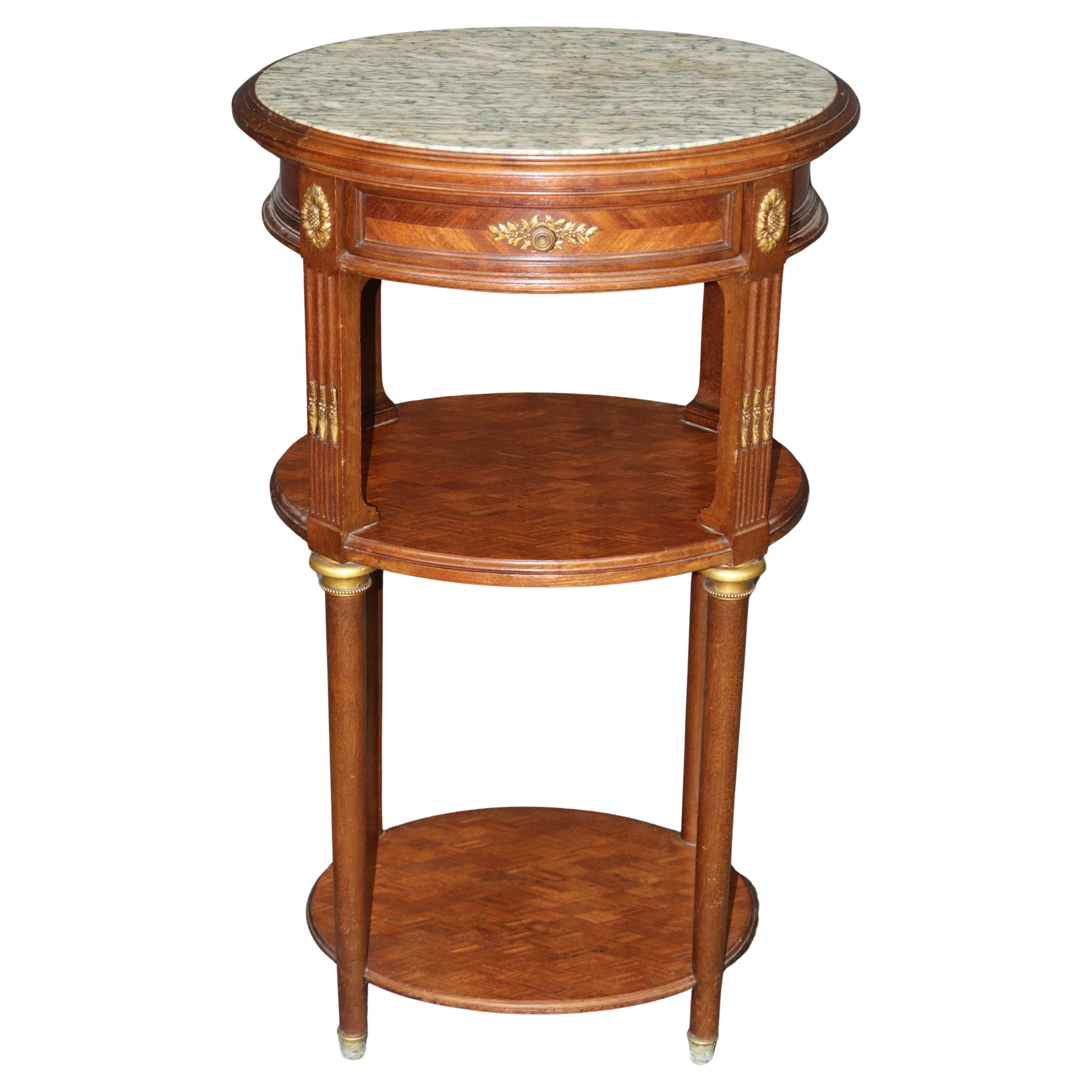 Fine Quality French Louis XVI Marble Top Three Tier Pedestal Plantstand Table