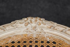 Fine Quality French Louis XVI Style Distressed Painted Cane Armchair Circa 1950