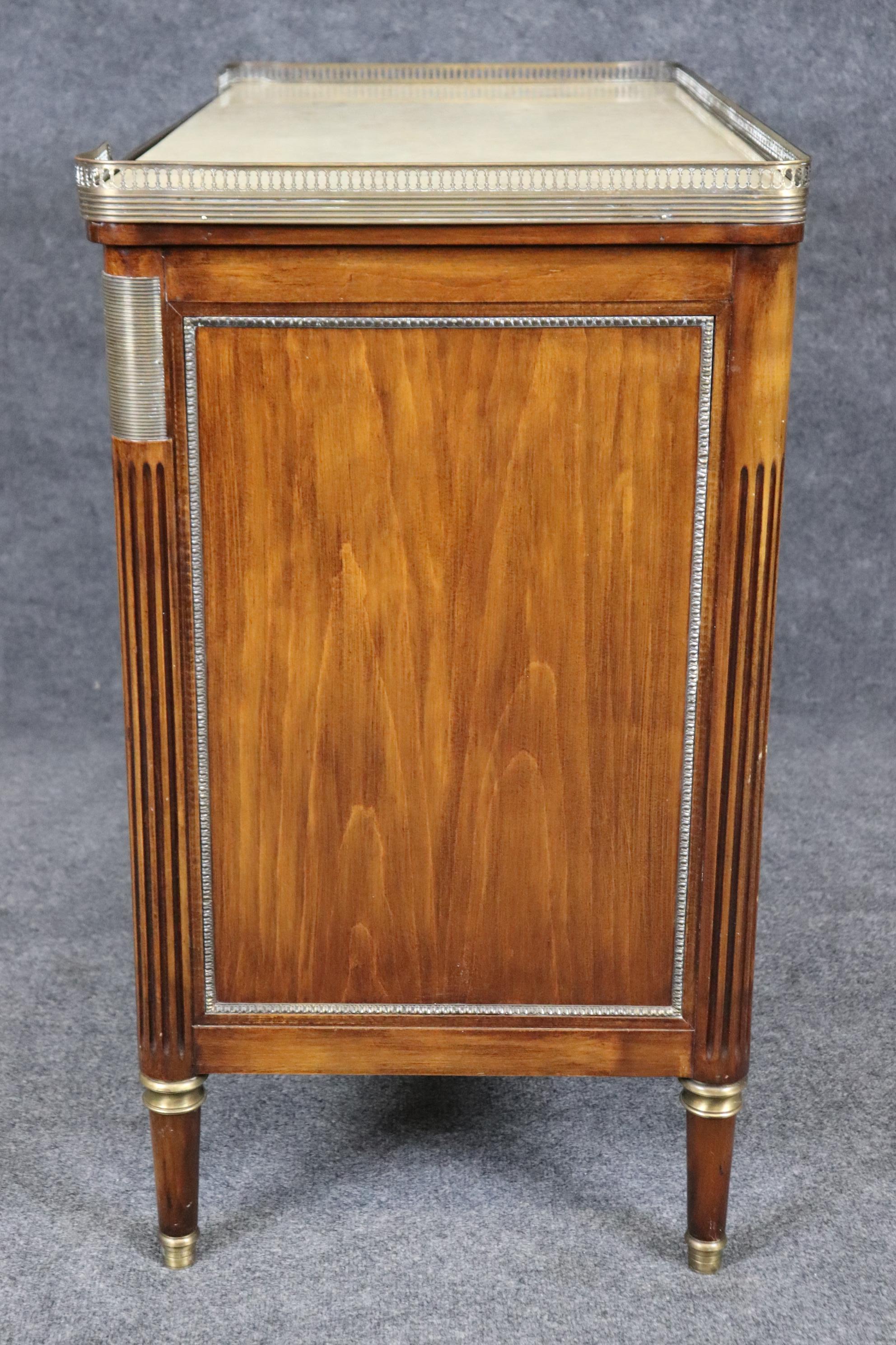 Fine Quality French Louis XVI Style Marble Top Commode with Brass Gallery 6