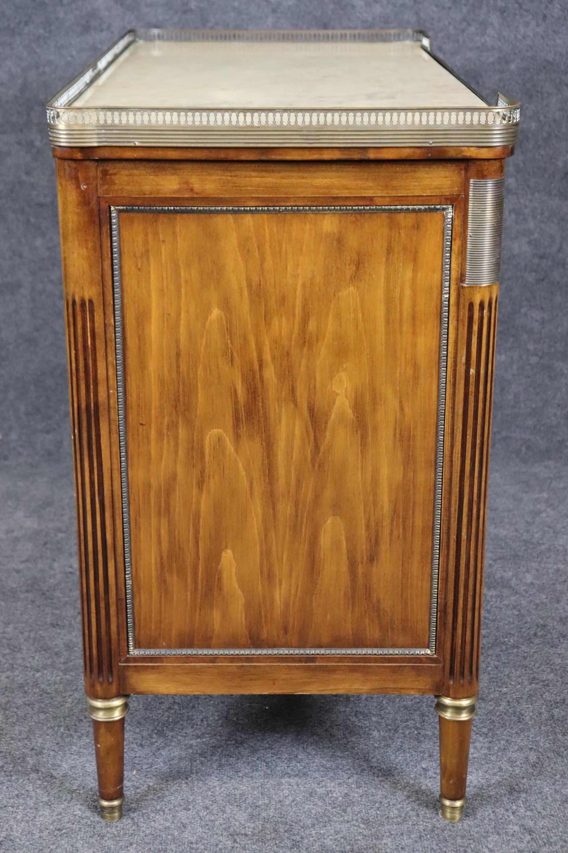 Fine Quality French Louis XVI Style Marble Top Commode with Brass Gallery 7