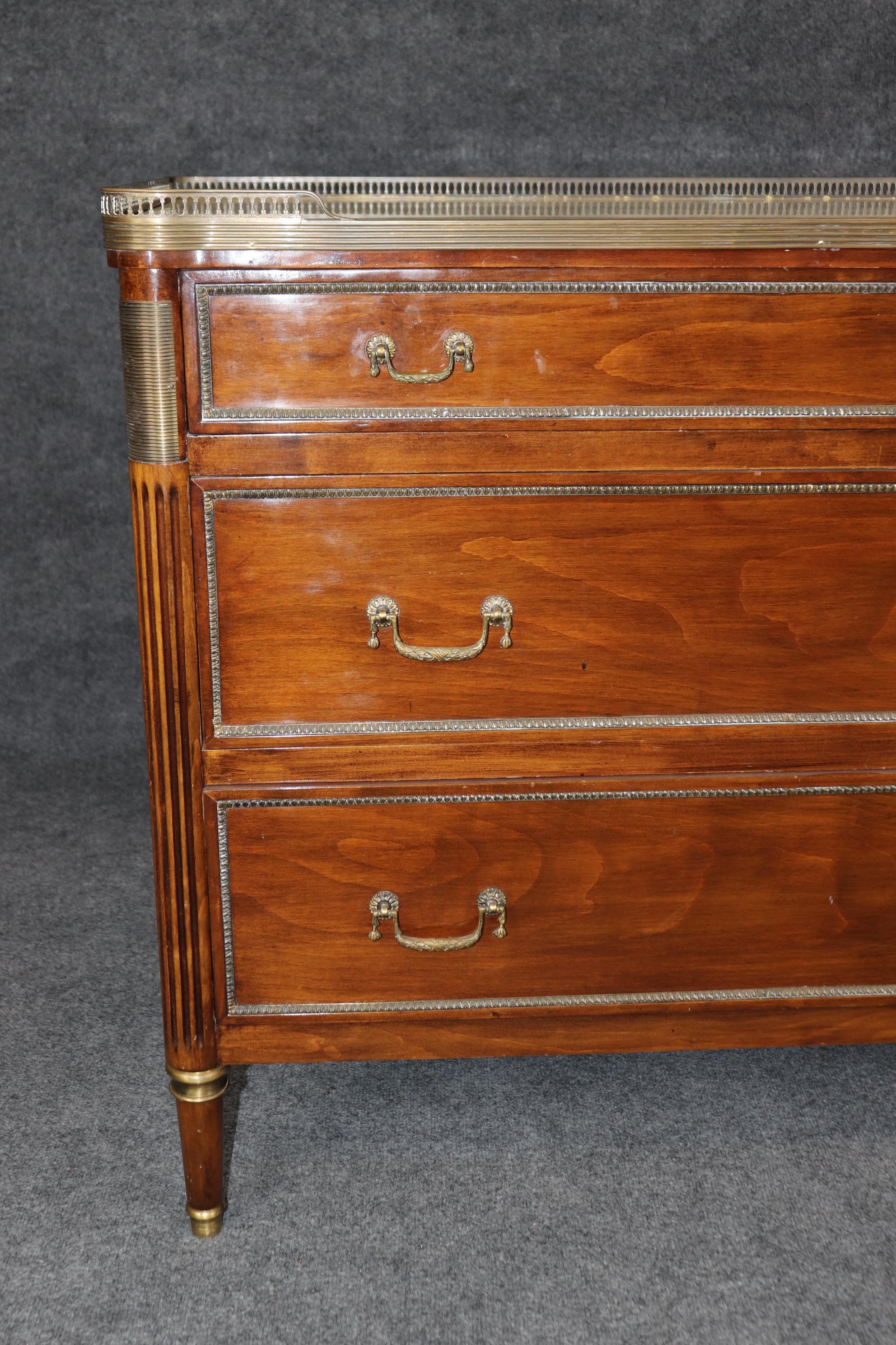 Fine Quality French Louis XVI Style Marble Top Commode with Brass Gallery 9
