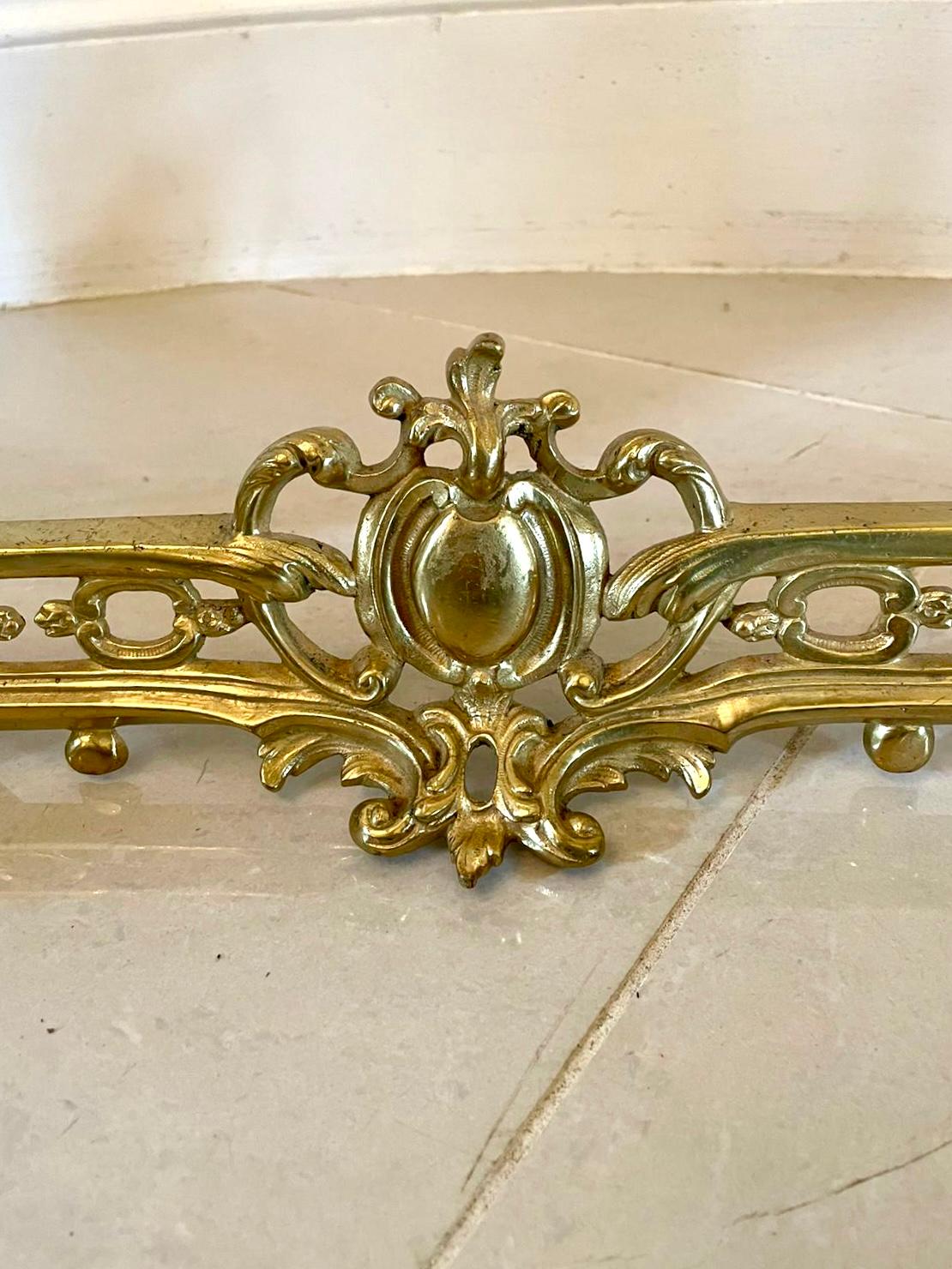 Victorian Fine Quality French Ornate Gilded Brass Extending Fender For Sale
