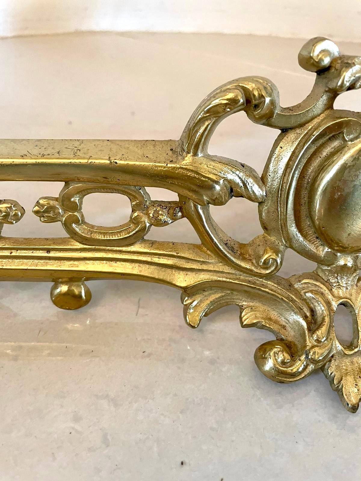 English Fine Quality French Ornate Gilded Brass Extending Fender For Sale