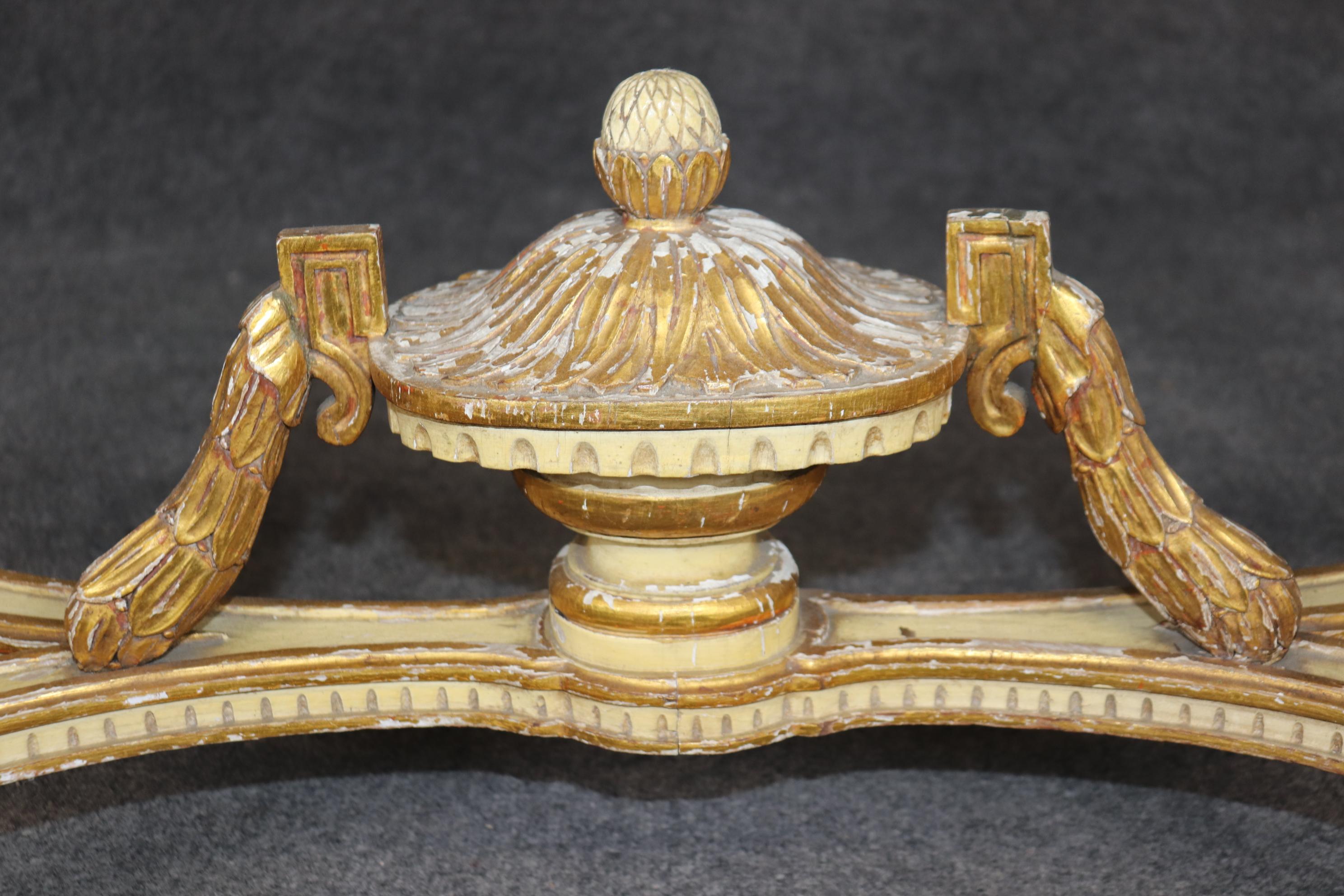 Fine Quality French Paint Decorated Giltwood Marble Top Louis XVI Console Table  In Good Condition For Sale In Swedesboro, NJ