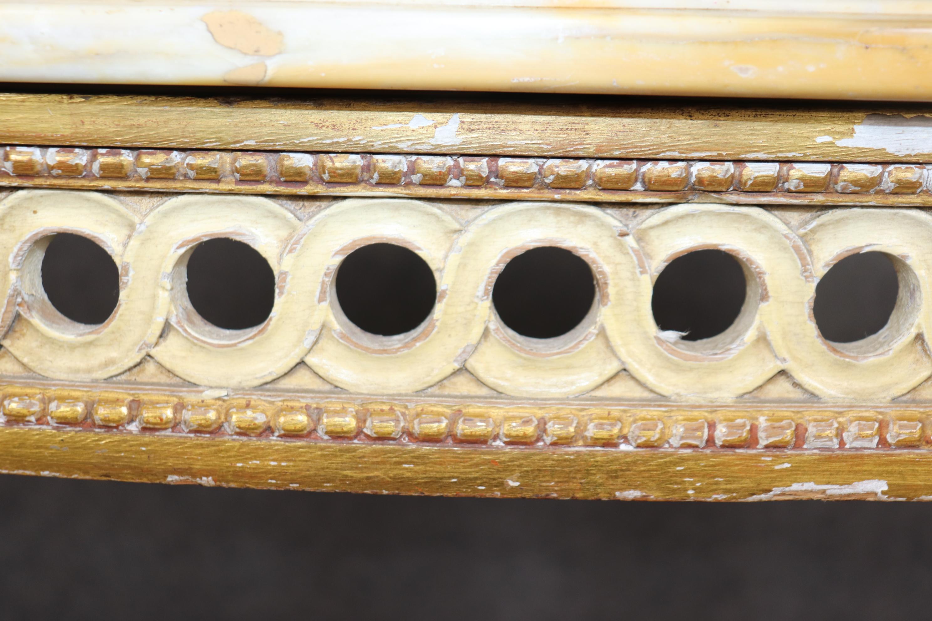 Feine Qualität Französisch Farbe dekoriert Giltwood Marmorplatte Louis XVI Konsolentisch  im Angebot 3