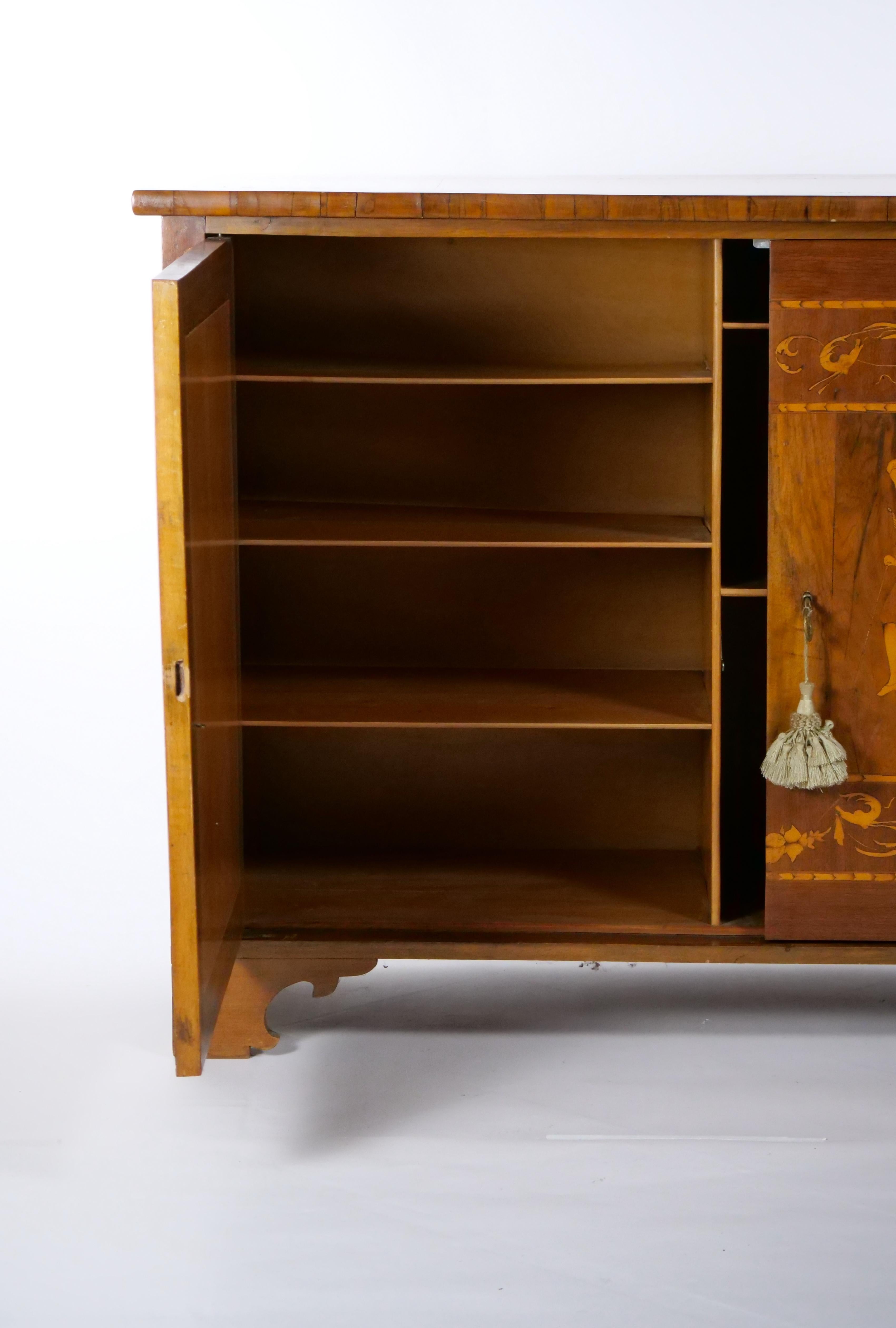 Wood Fine Quality French Parquetry / Marquetry Inlaid Sideboard / Server Cabinet