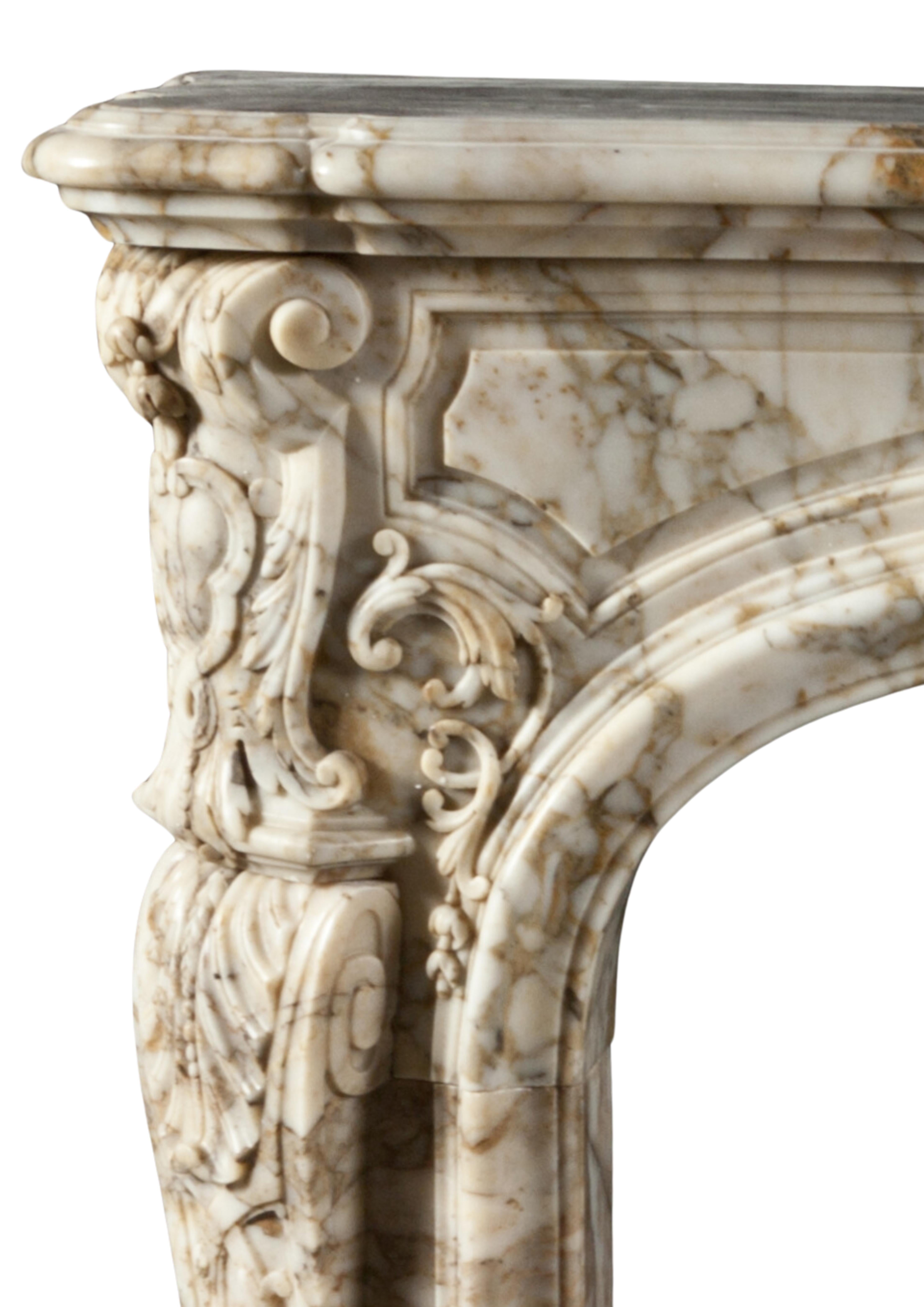 Louis XIV Fine quality French Regency style small marble fireplace For Sale