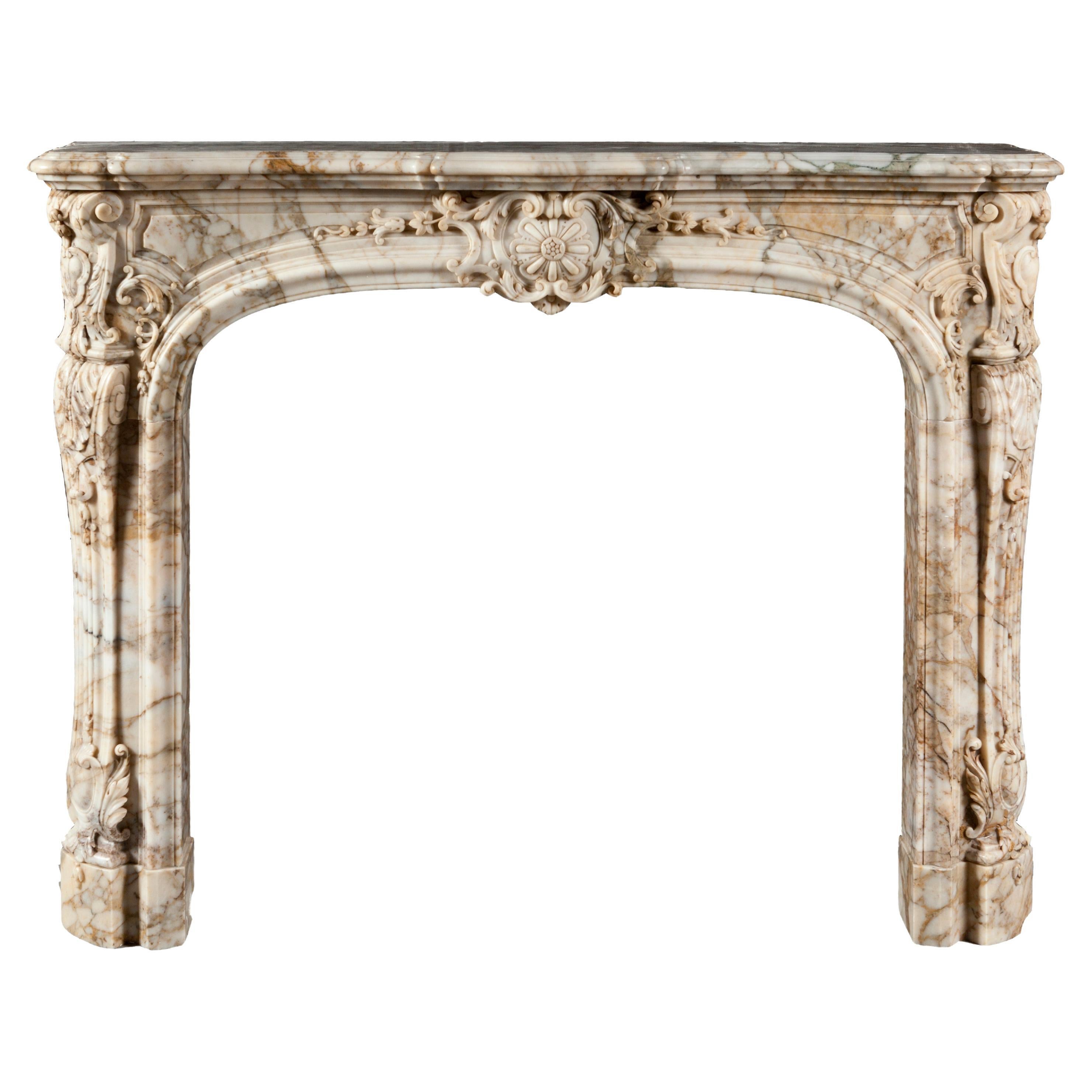 Fine quality French Regency style small marble fireplace For Sale