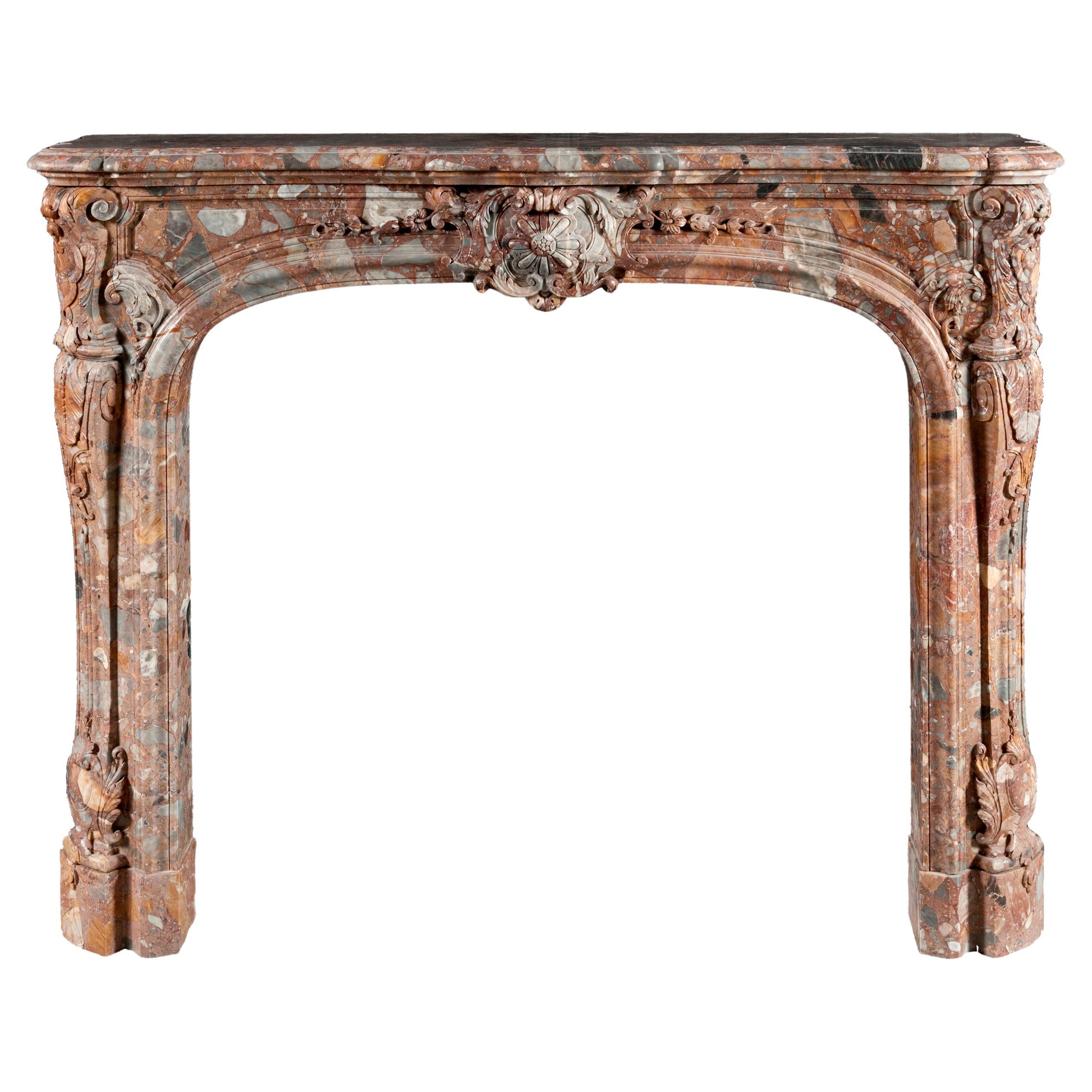 Fine quality French Regency style small marble fireplace  For Sale