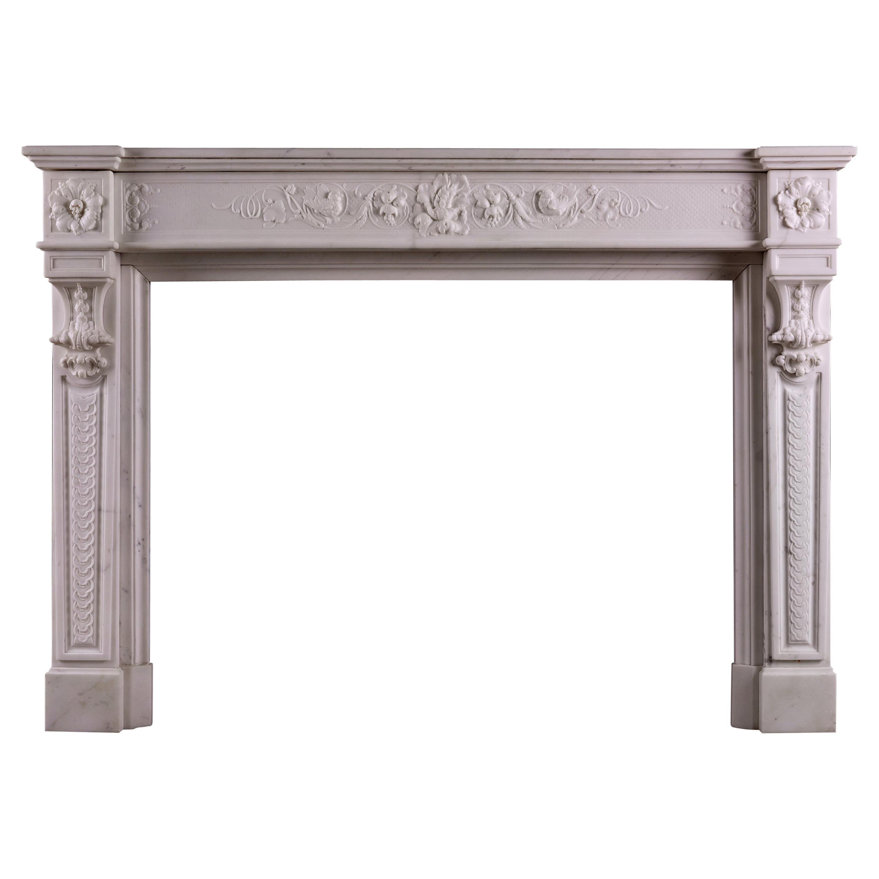 Fine Quality French Statuario Marble Fireplace in the Louis XVI Style For Sale