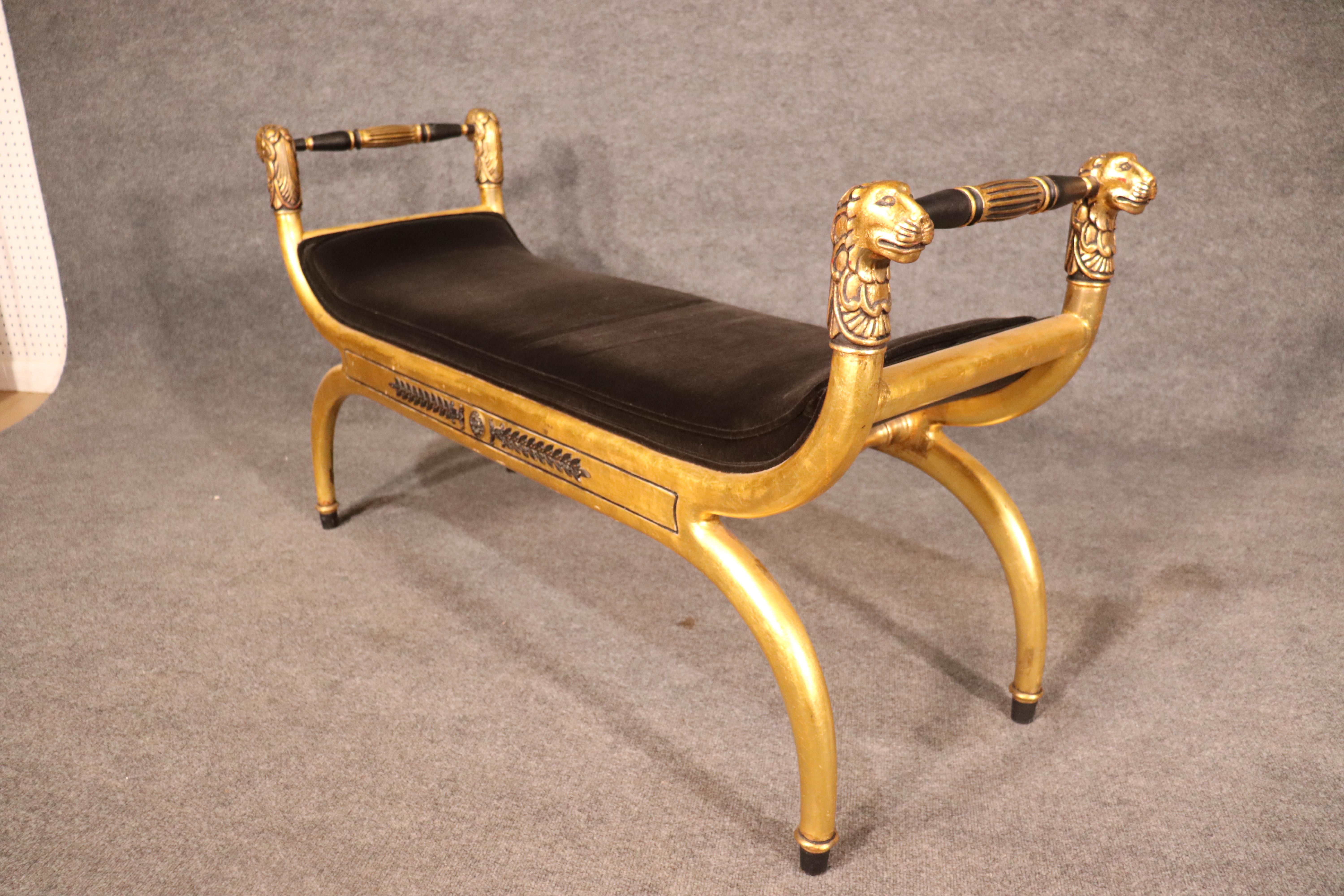 Beech Fine Quality Genuine Gold Giltwood French or Hollywood Regency Window Bench