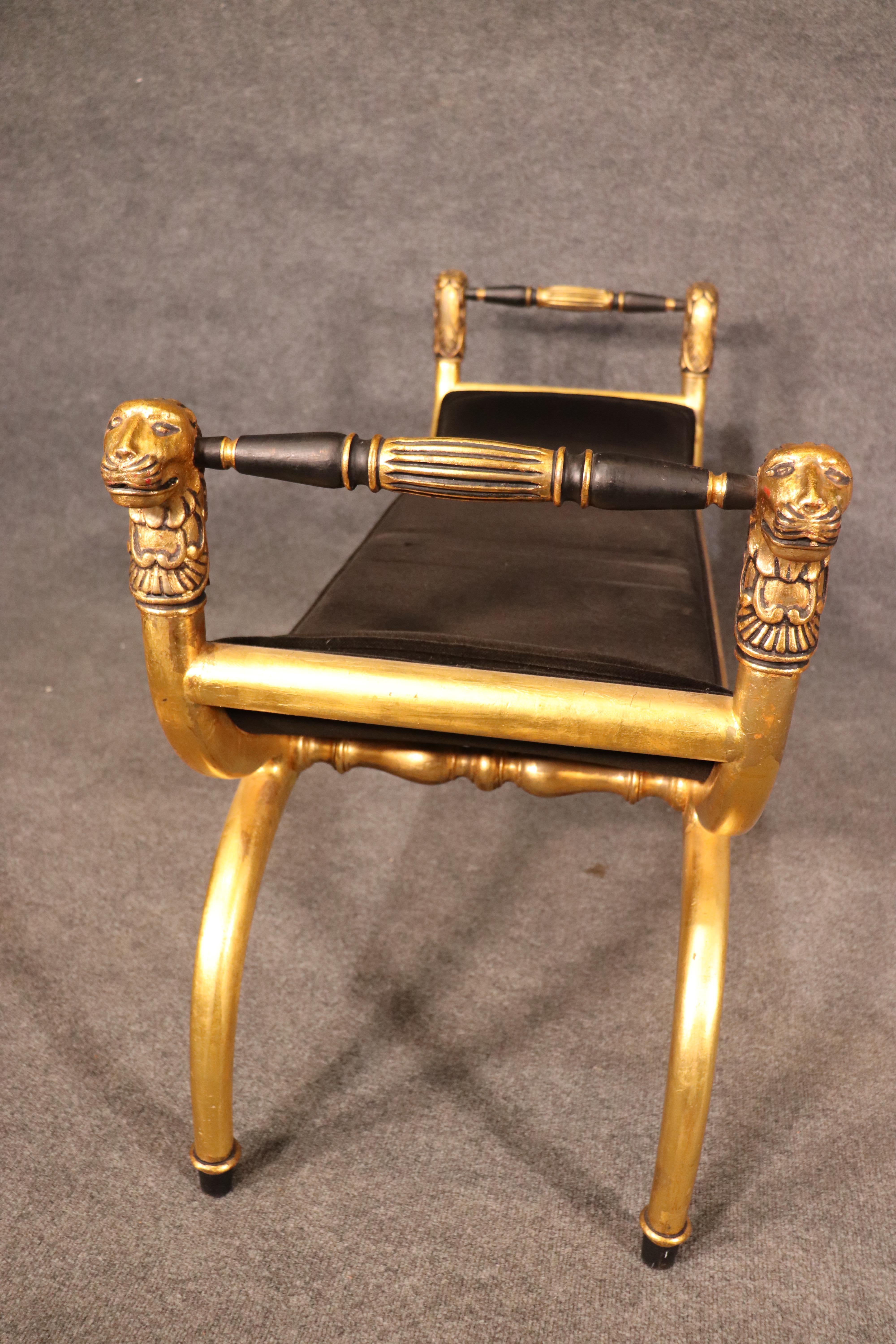 Fine Quality Genuine Gold Giltwood French or Hollywood Regency Window Bench 2