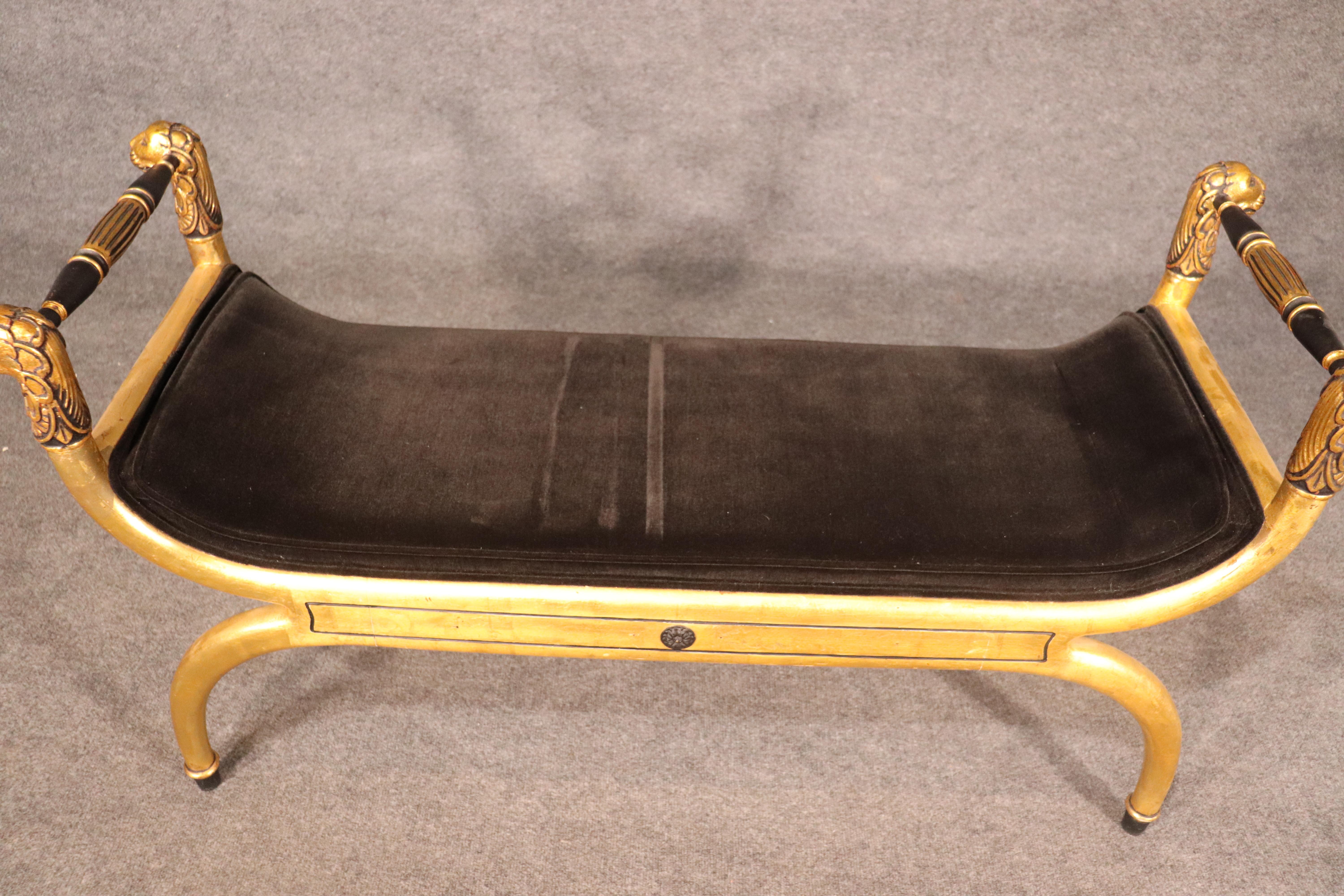 Fine Quality Genuine Gold Giltwood French or Hollywood Regency Window Bench 3
