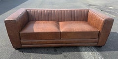 Fine Quality Genuine Leather French Art Deco Style Rourke Style Sofa