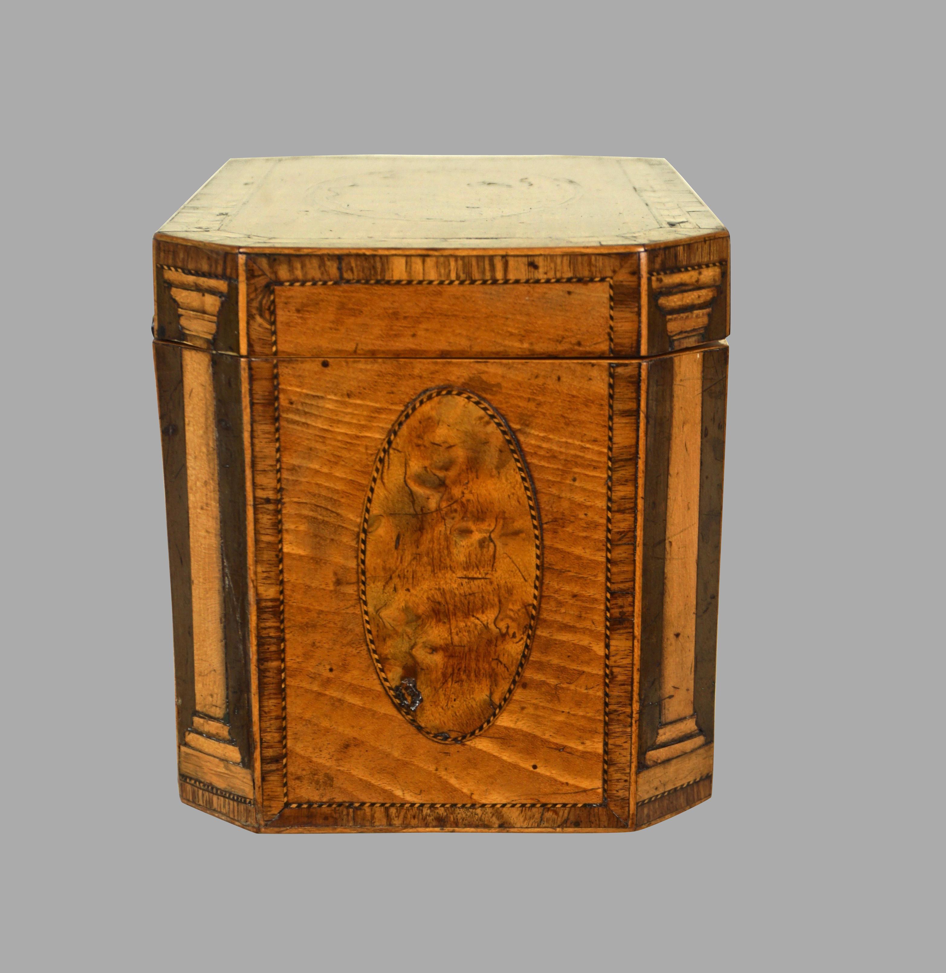 Fine Quality George III Inlaid Satinwood Tea Caddy In Good Condition In San Francisco, CA