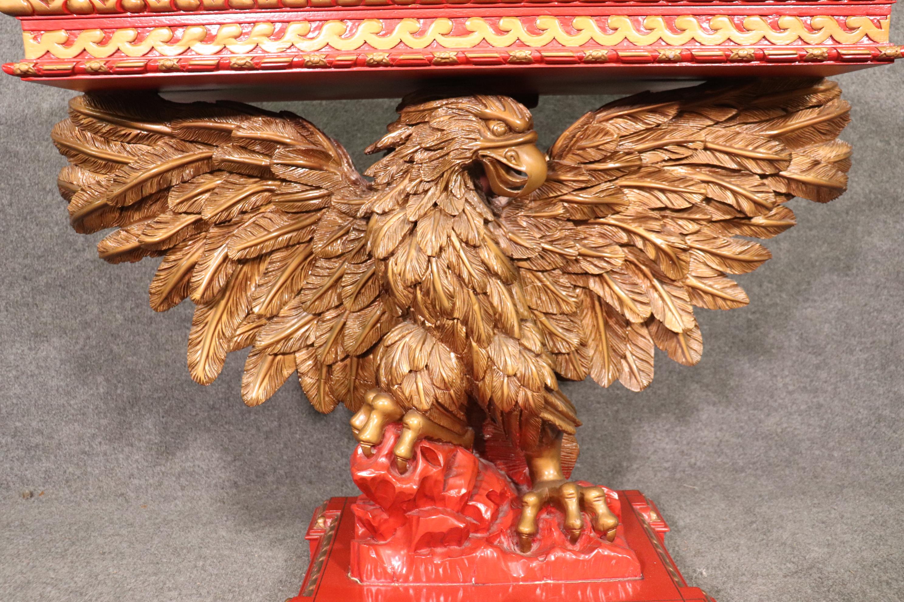 Fine Quality Georgian Carved Eagle and Red Laqcuer Console Table 8