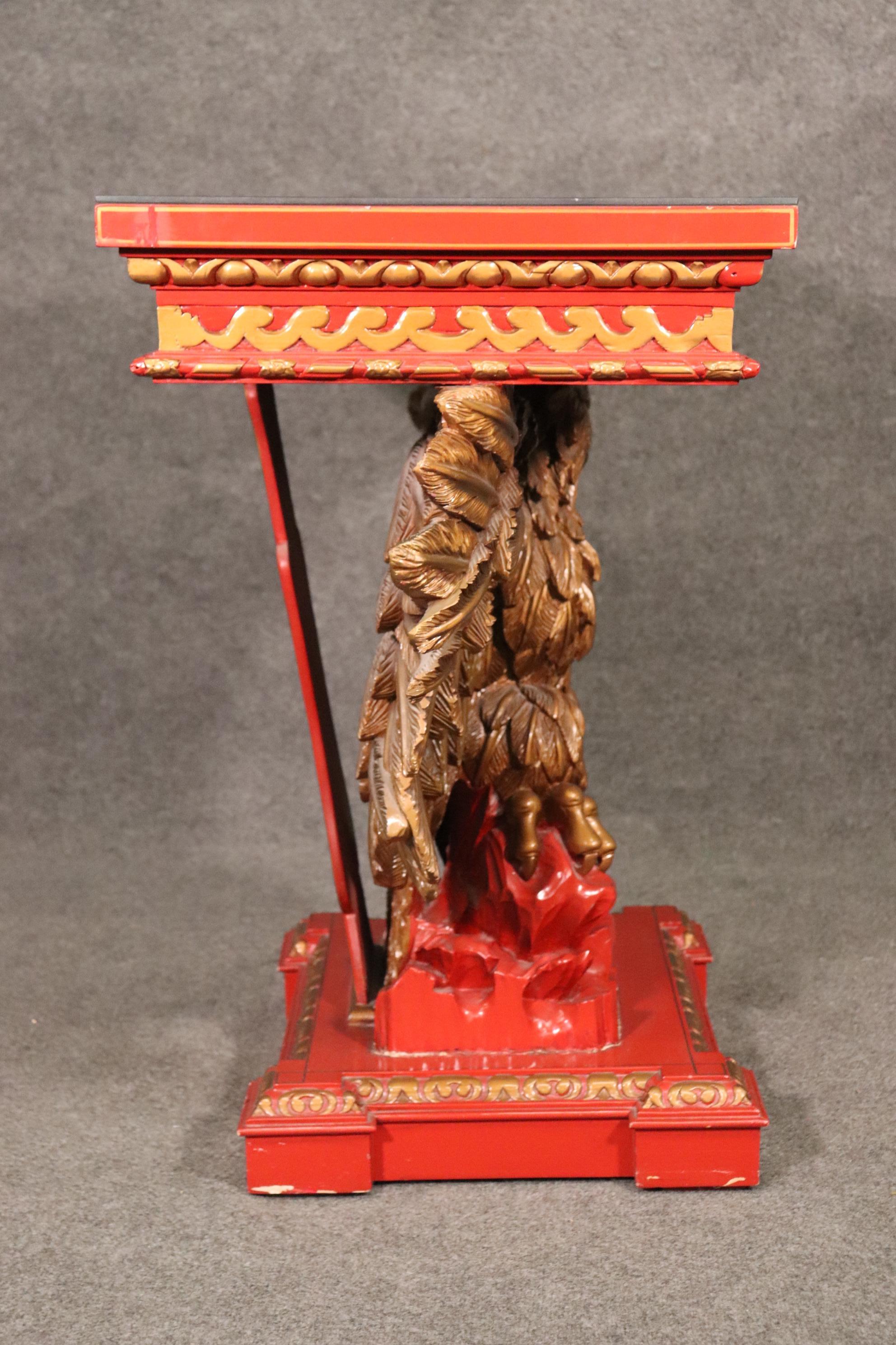 Walnut Fine Quality Georgian Carved Eagle and Red Laqcuer Console Table