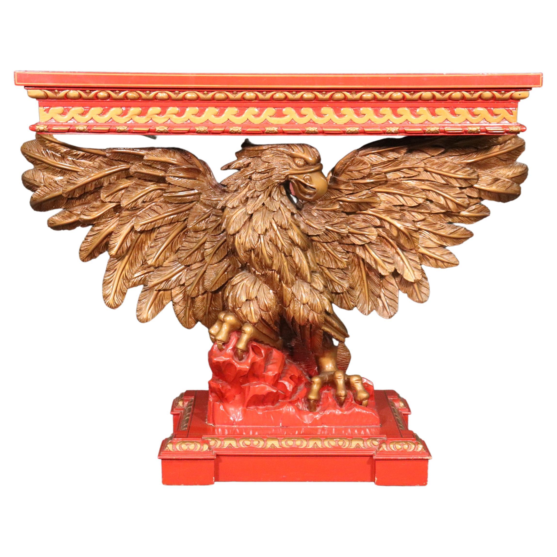 Fine Quality Georgian Carved Eagle and Red Laqcuer Console Table
