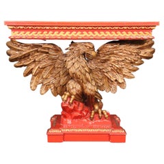Fine Quality Georgian Carved Eagle and Red Laqcuer Console Table
