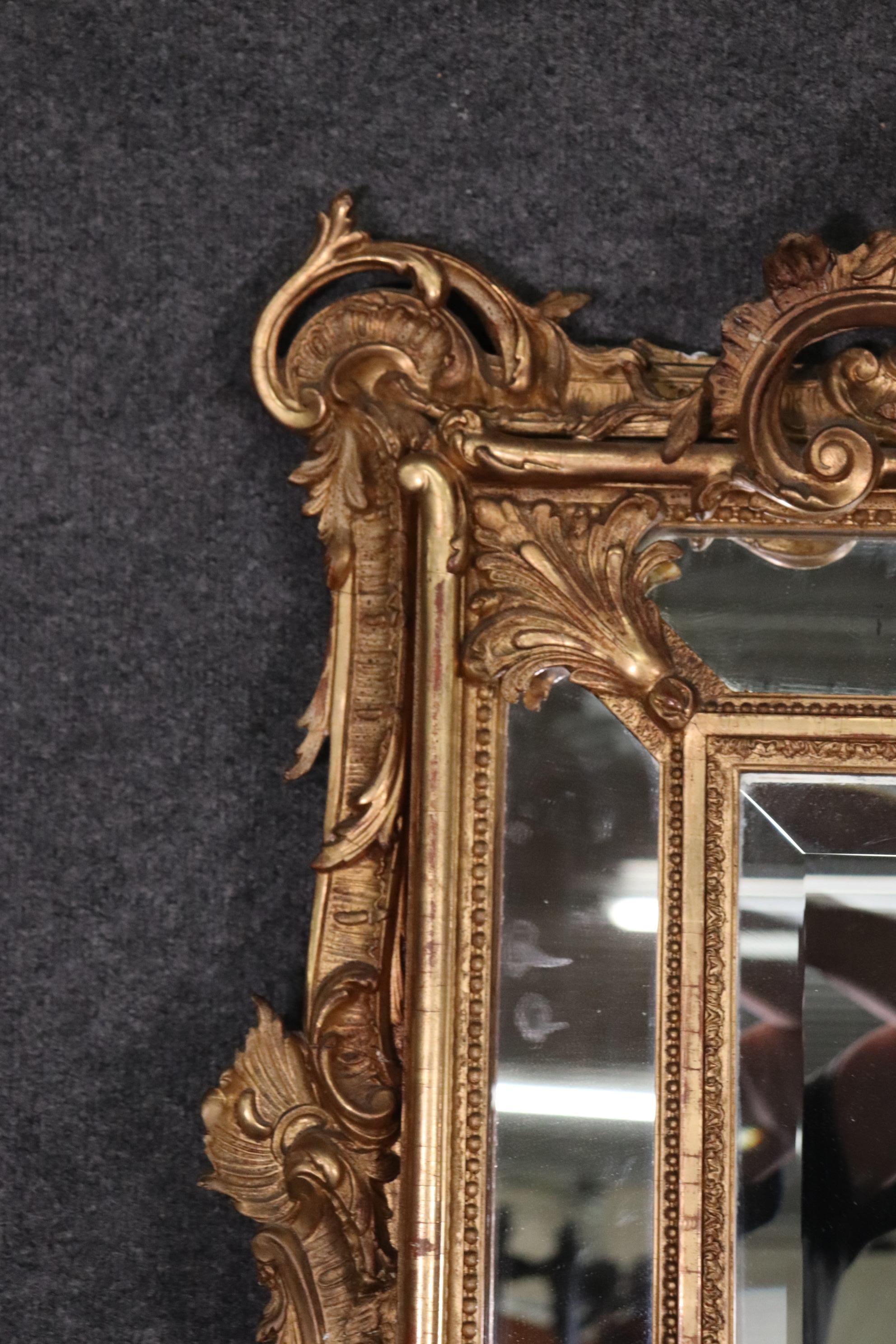 Gesso Fine Quality Gilded French Louis XV Carved French Mantle Buffet Wall Mirror