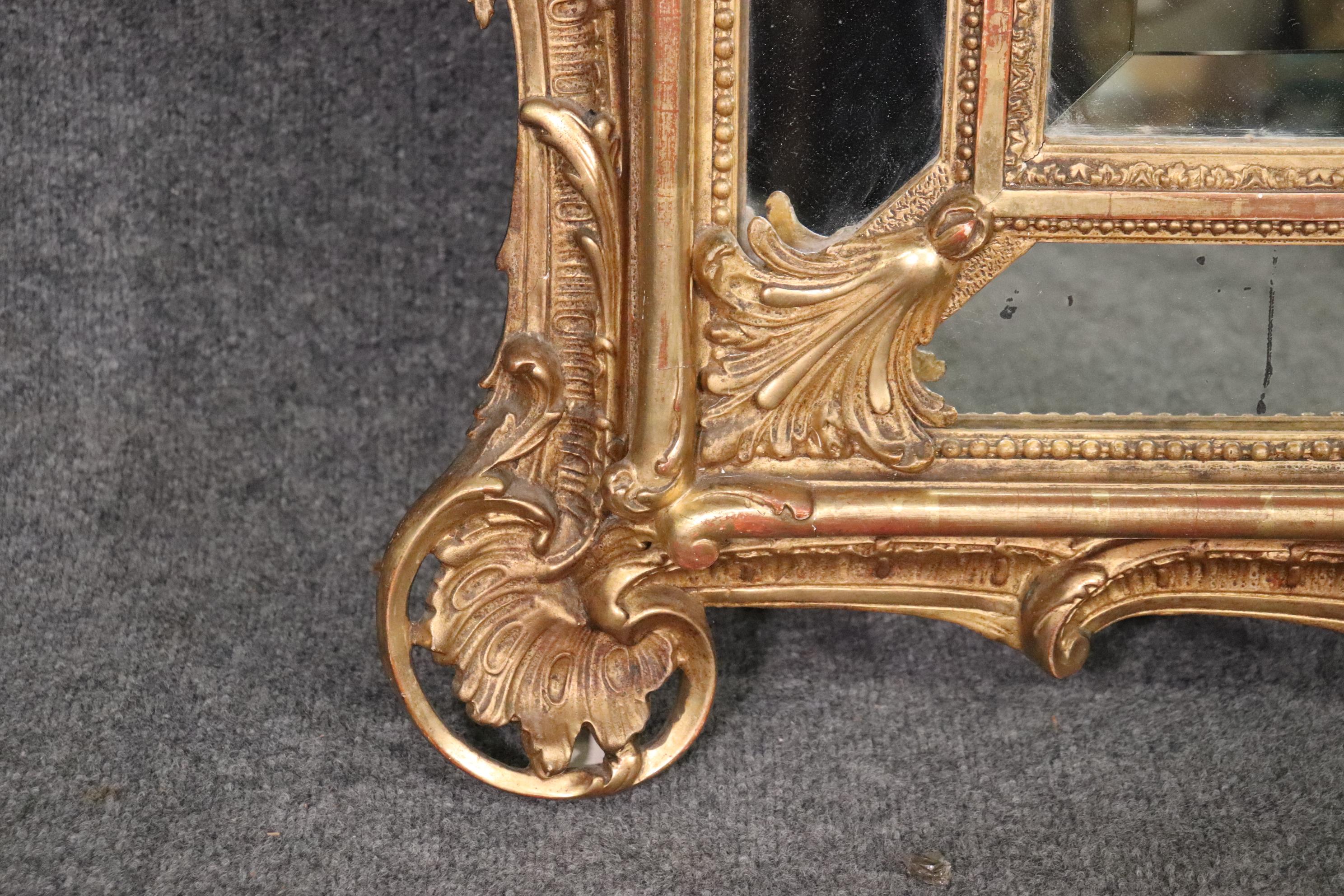 Fine Quality Gilded French Louis XV Carved French Mantle Buffet Wall Mirror 2