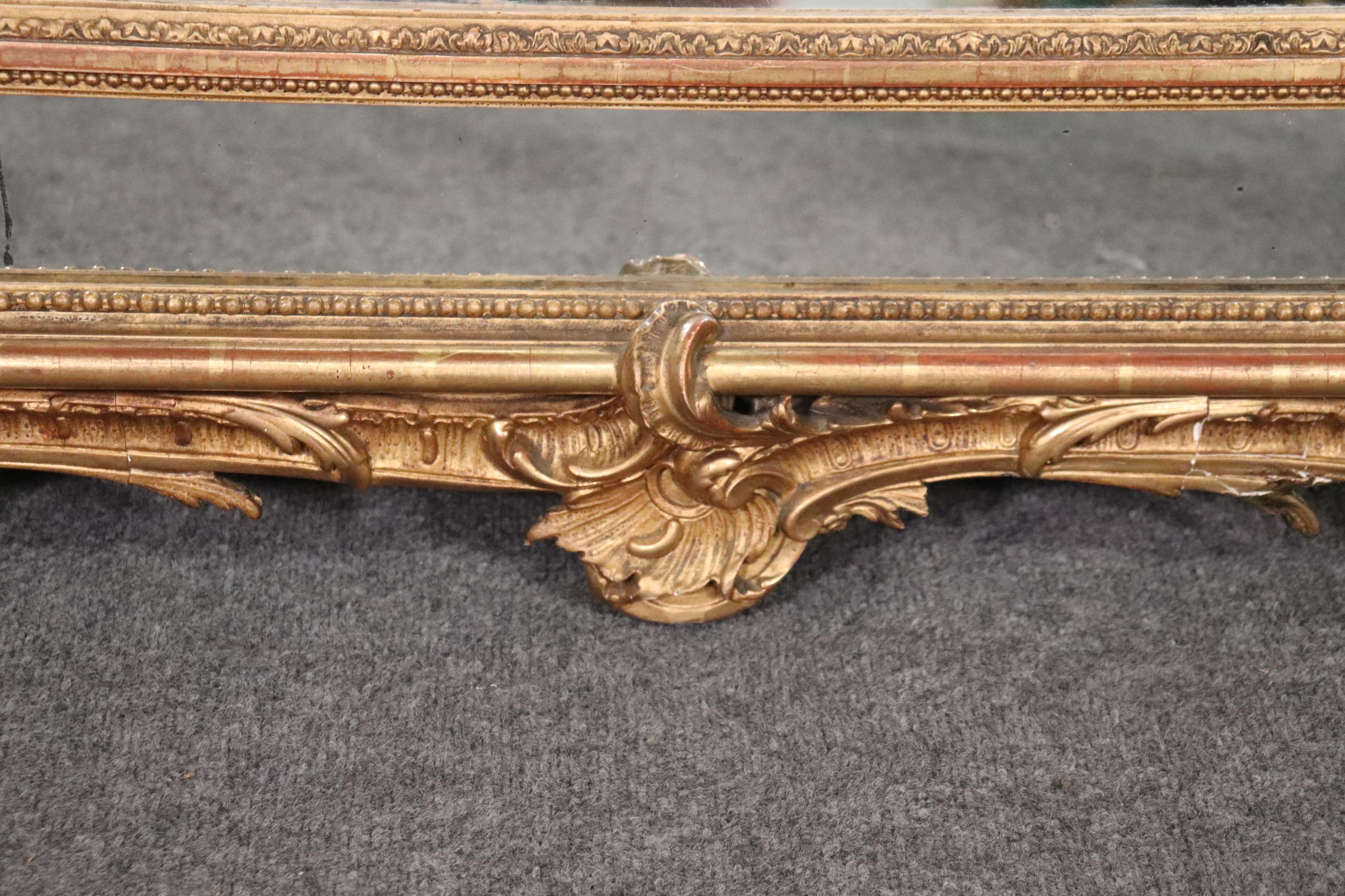 Fine Quality Gilded French Louis XV Carved French Mantle Buffet Wall Mirror 3
