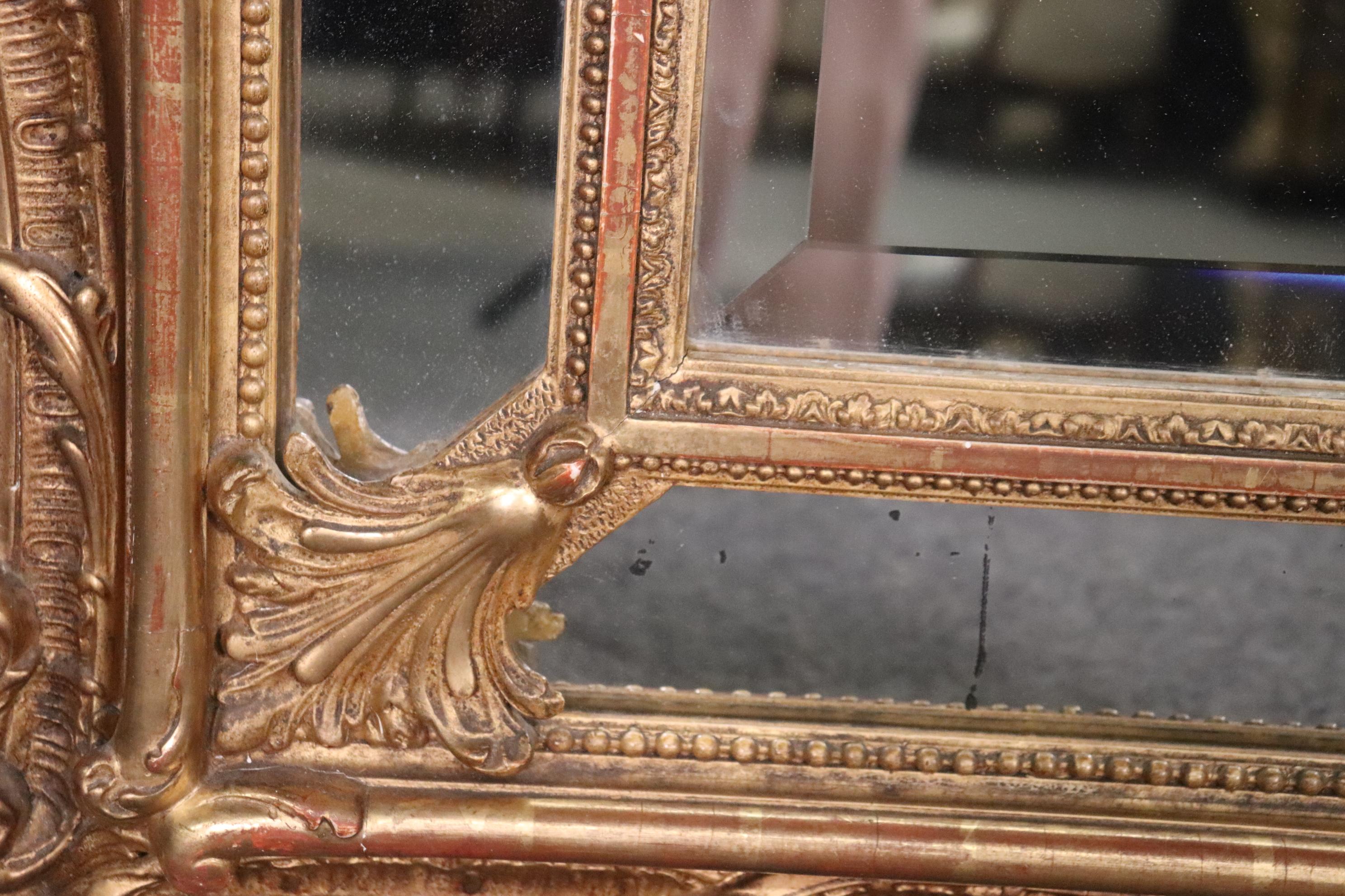 Fine Quality Gilded French Louis XV Carved French Mantle Buffet Wall Mirror 4