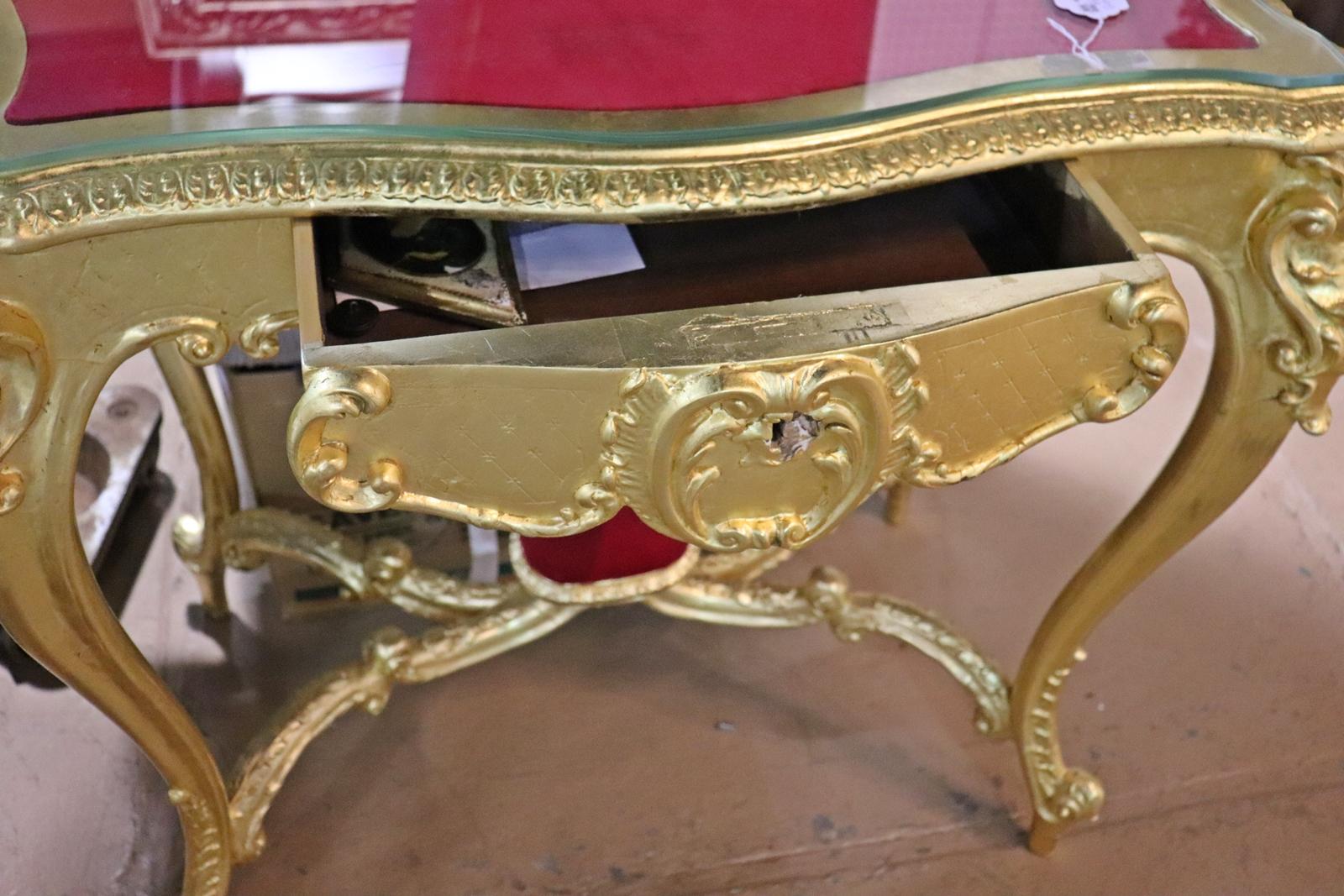 Fine Quality Gilded French Louis XV Writing Desk Table with Glass Top 8
