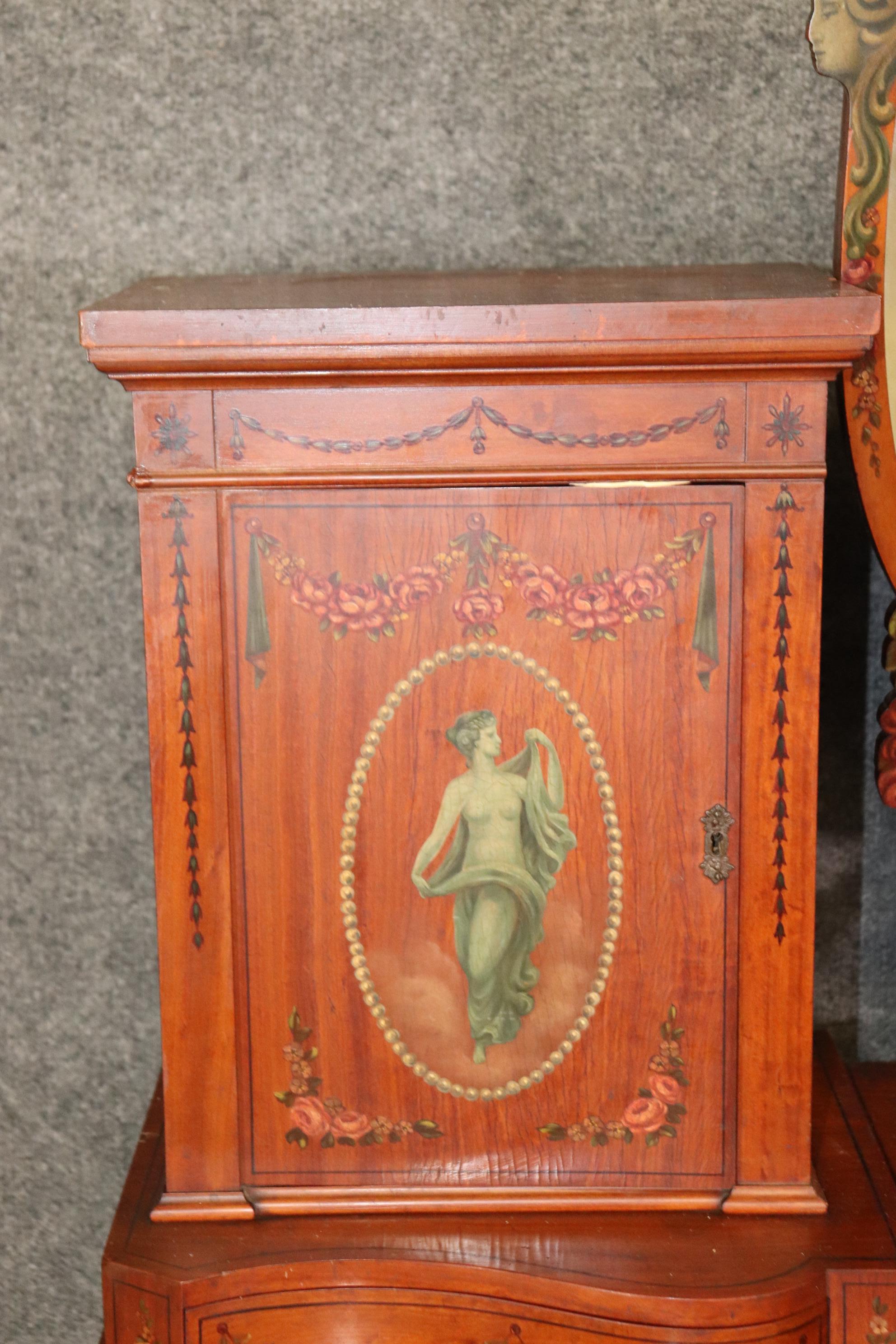 Fine Quality Gillow & Co Satinwood Paint Decorated Ladies Vanity Circa 1890s For Sale 7