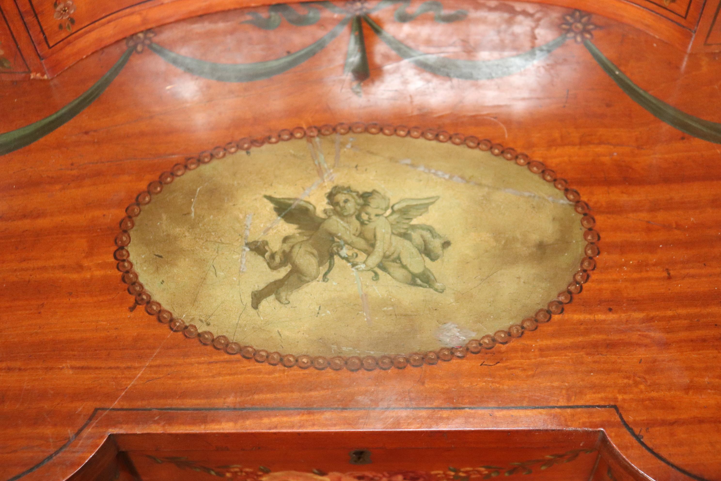 Fine Quality Gillow & Co Satinwood Paint Decorated Ladies Vanity Circa 1890s For Sale 10