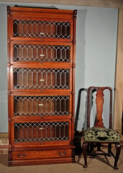 Antique Fine Quality Globe Wernicke Barristers Five Tier Oak Bookcase 