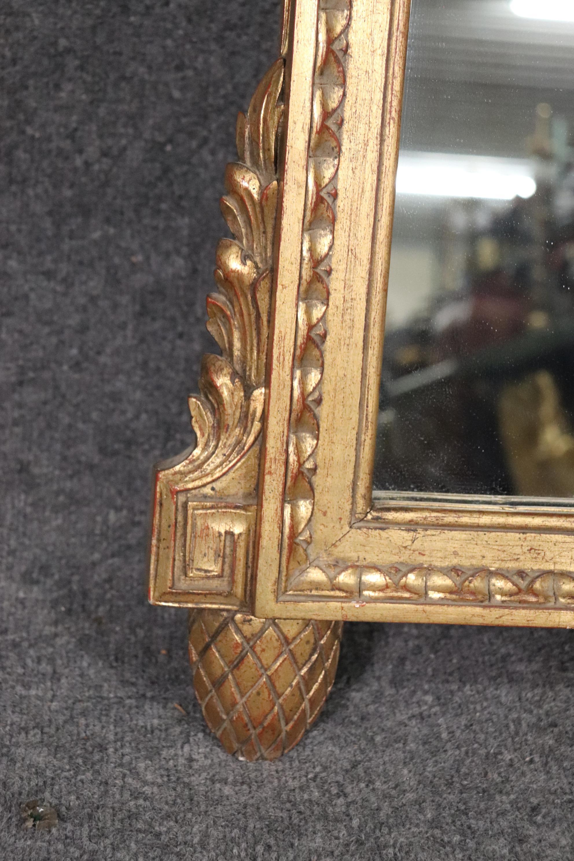 Fine Quality Gold Gilded French Harvest Wall Mirror Circa 1960s For Sale 1
