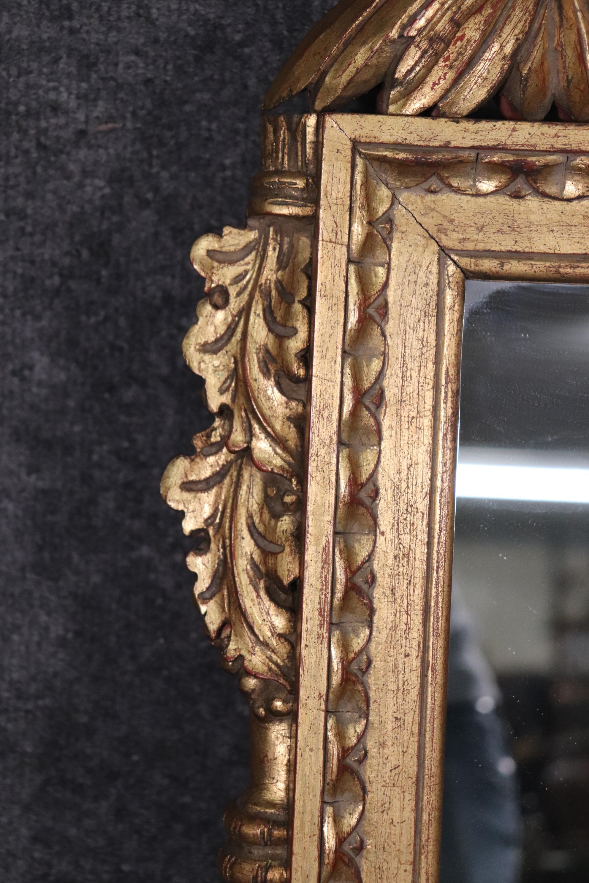 Walnut Fine Quality Gold Gilded French Harvest Wall Mirror Circa 1960s For Sale