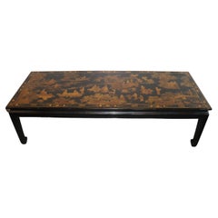 Fine Quality Gold Leaf Raised Chinoiserie Tan Su Style Coffee Table, Circa 1940