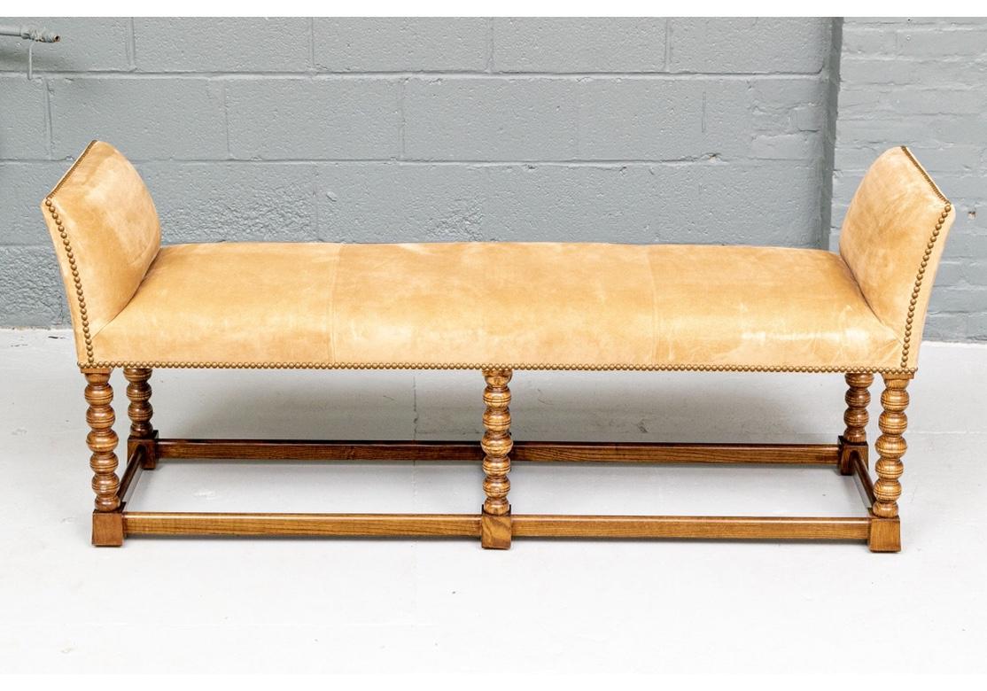 Fine Quality Hall Bench with Faux Suede Upholstery For Sale 2