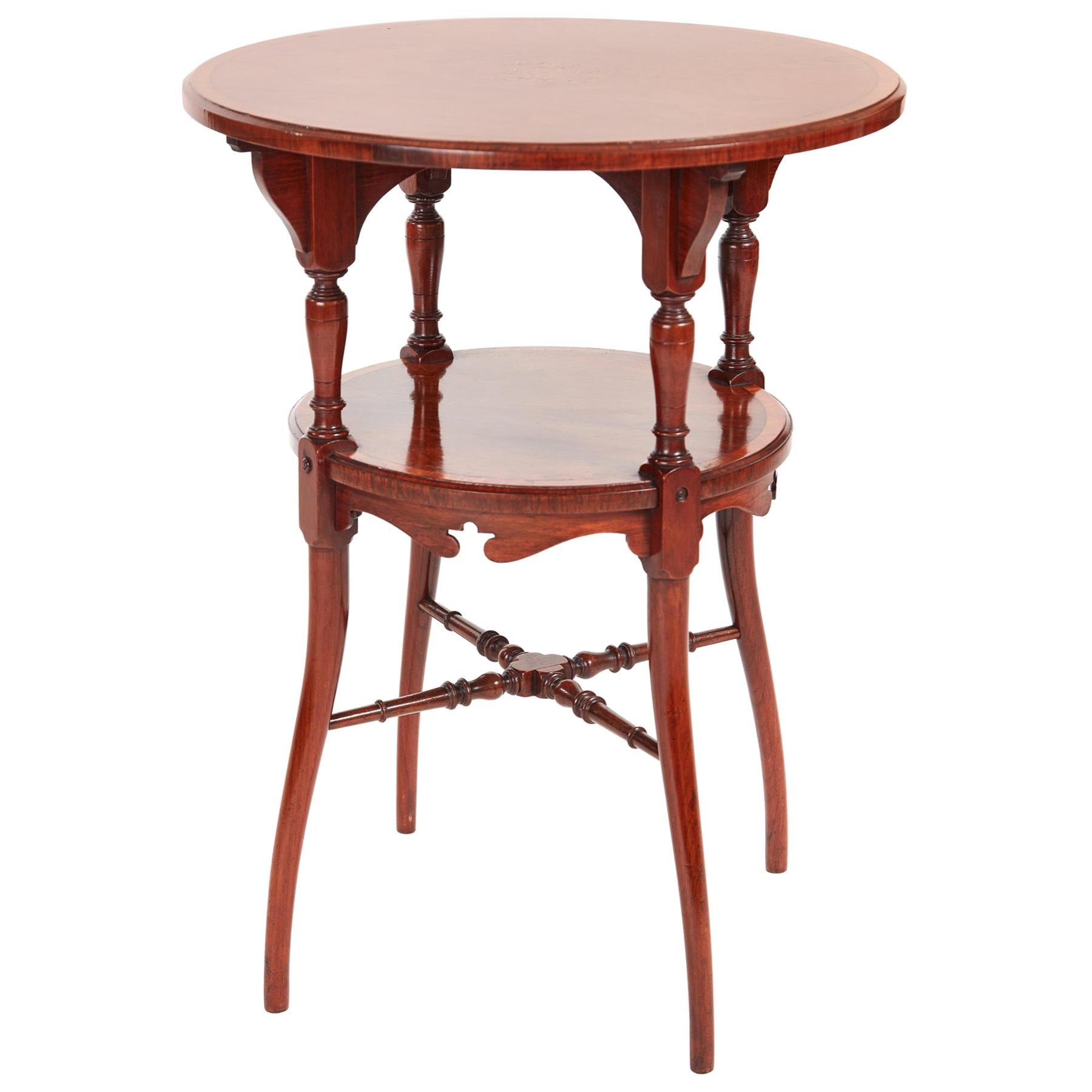 Fine Quality Inlaid Hardwood Two-Tier Occasional Table