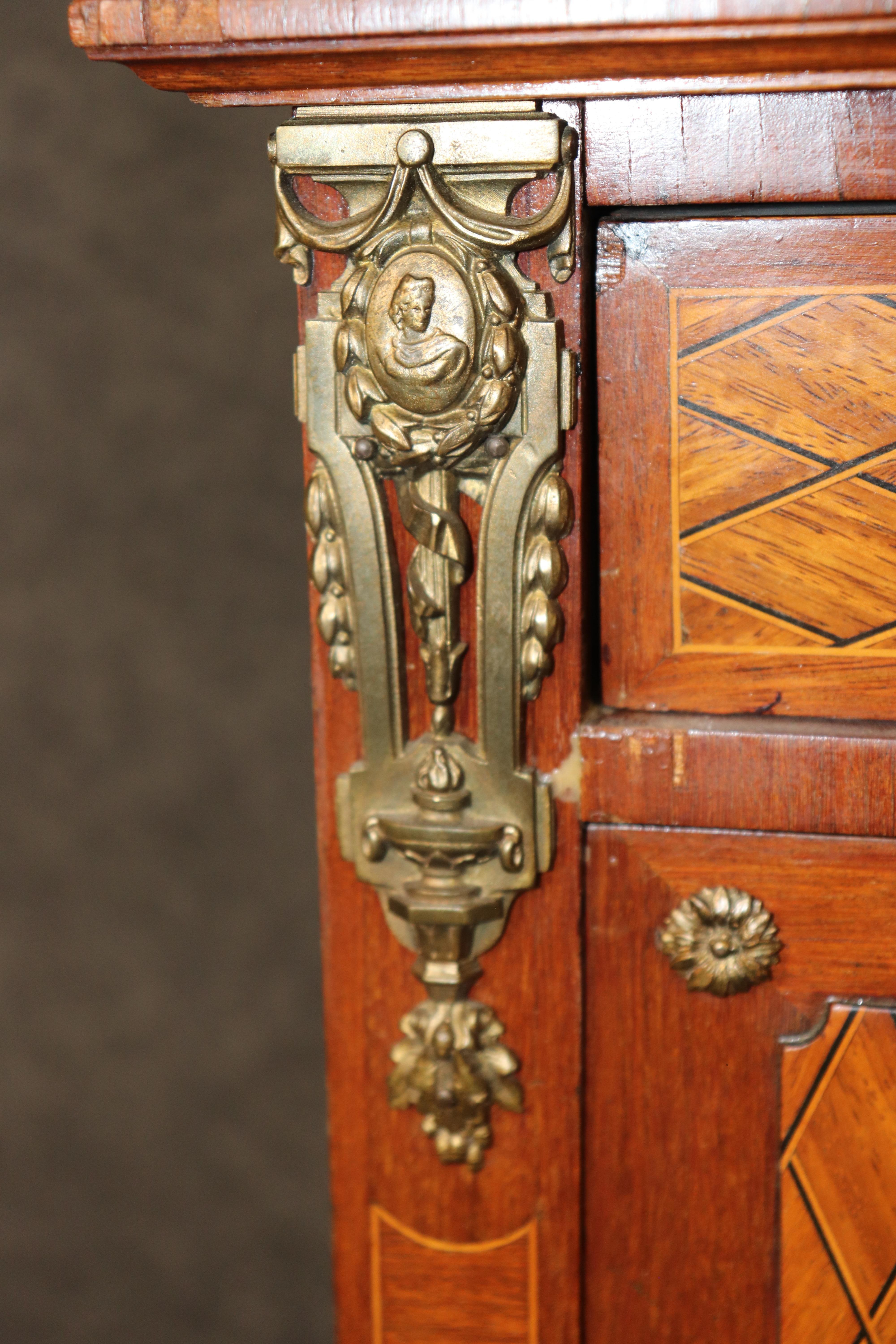 Fine Quality Inlaid Marquetry Petite Louis XVI Mahogany Secretary Desk For Sale 8