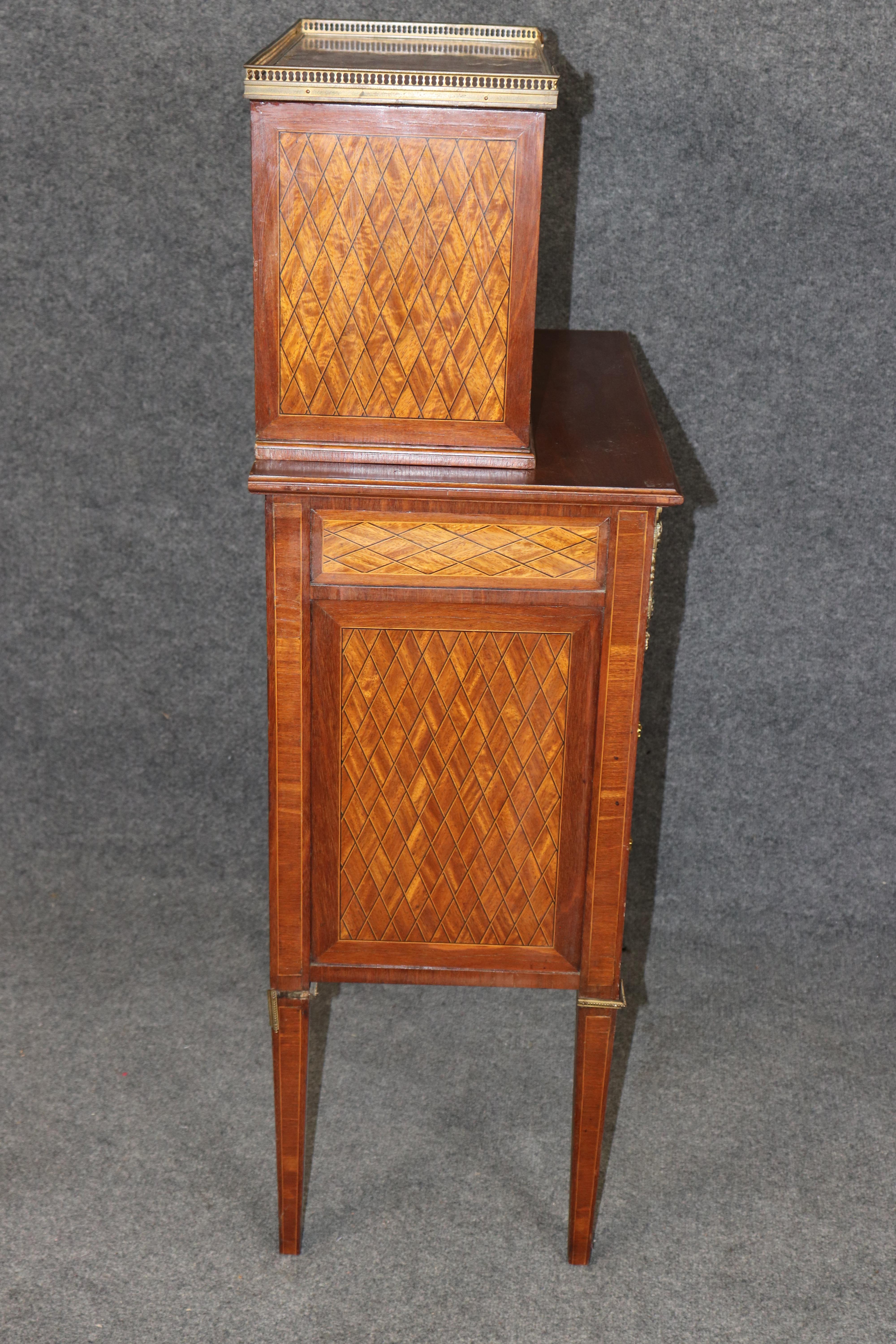 French Fine Quality Inlaid Marquetry Petite Louis XVI Mahogany Secretary Desk For Sale