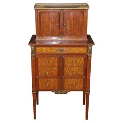 Fine Quality Inlaid Marquetry Petite Louis XVI Mahogany Secretary Desk