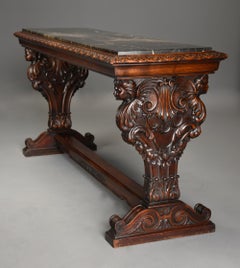 Fine Quality Italian Renaissance Style Walnut and Marble Centre Table