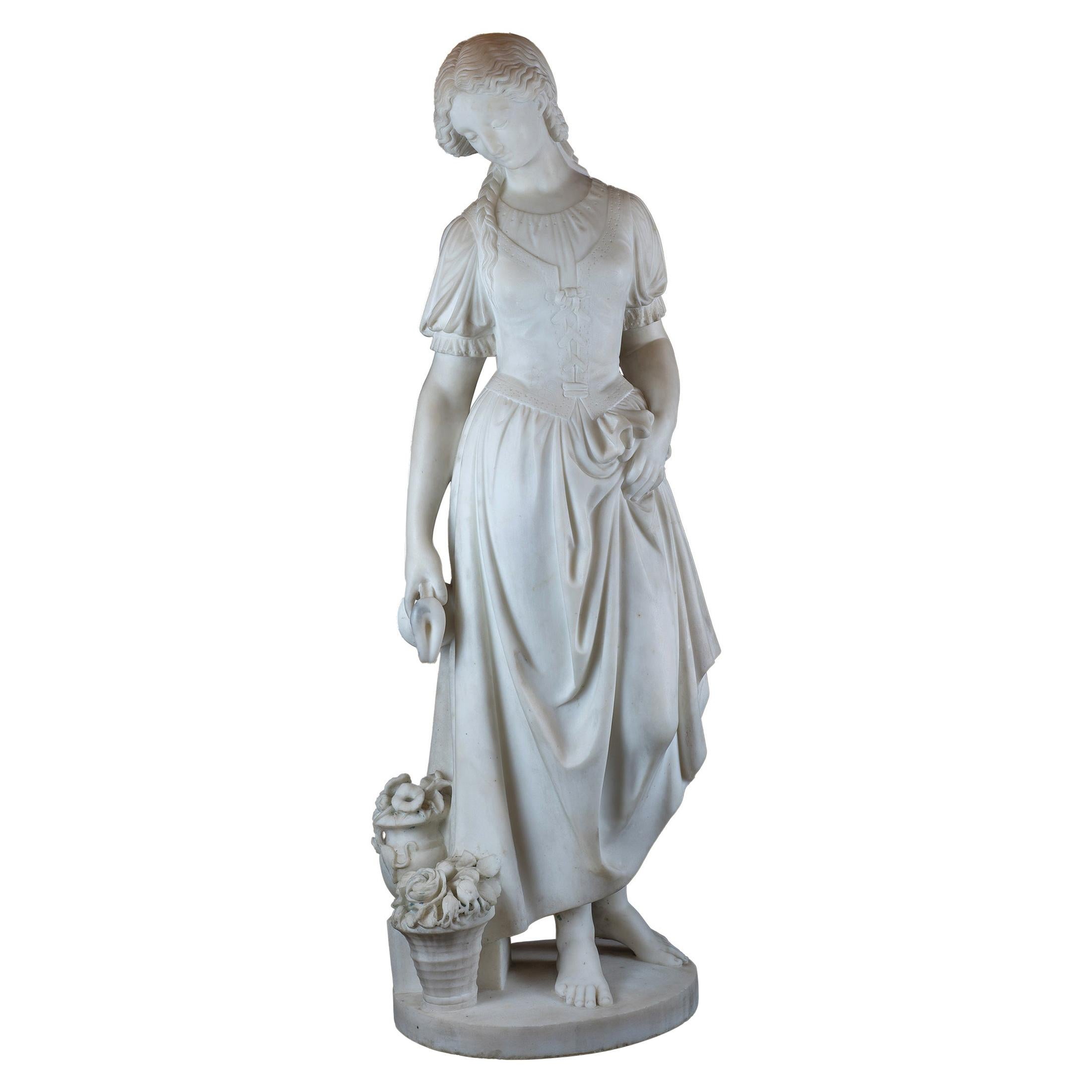 Statue de la beauté en marbre italienne attribuée à Gambogi