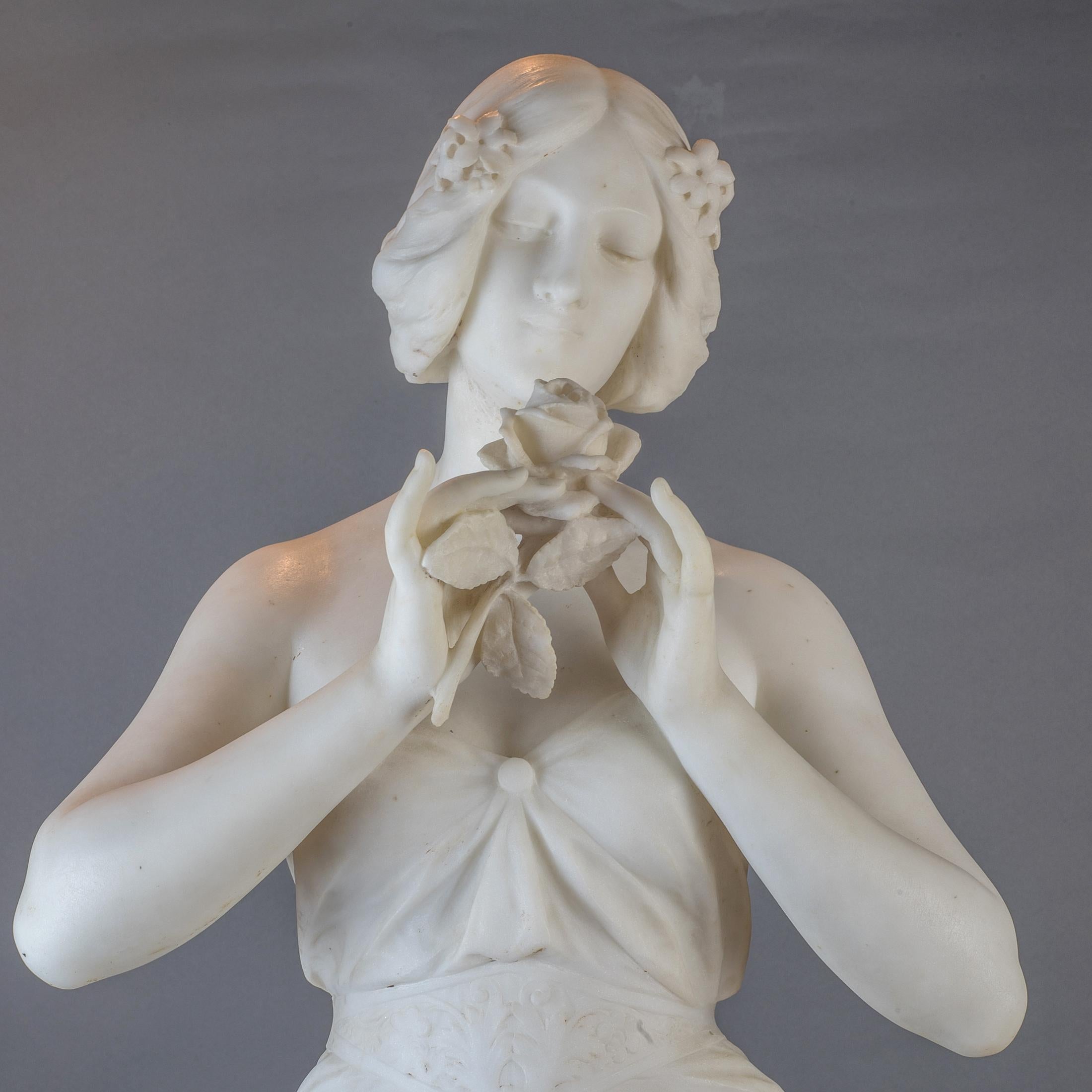 Italian  White Marble Statue Sculpture of a Beauty by Giuseppe Gambogi For Sale