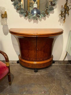 Fine Quality Italian Walnut Demi-lune Side Table