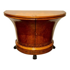 Fine Quality Italian Walnut Demi-lune Side Table
