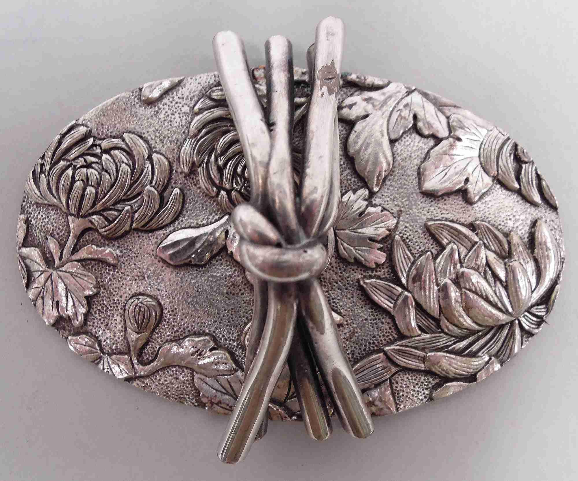 Quemador de Incienso de Plata Crisantemo Japonés Meiji de Gran Calidad en venta 3