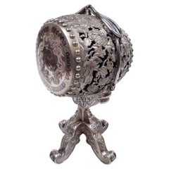 Fine Quality Japanese Meiji Chrysanthemum Silver Incense Burner