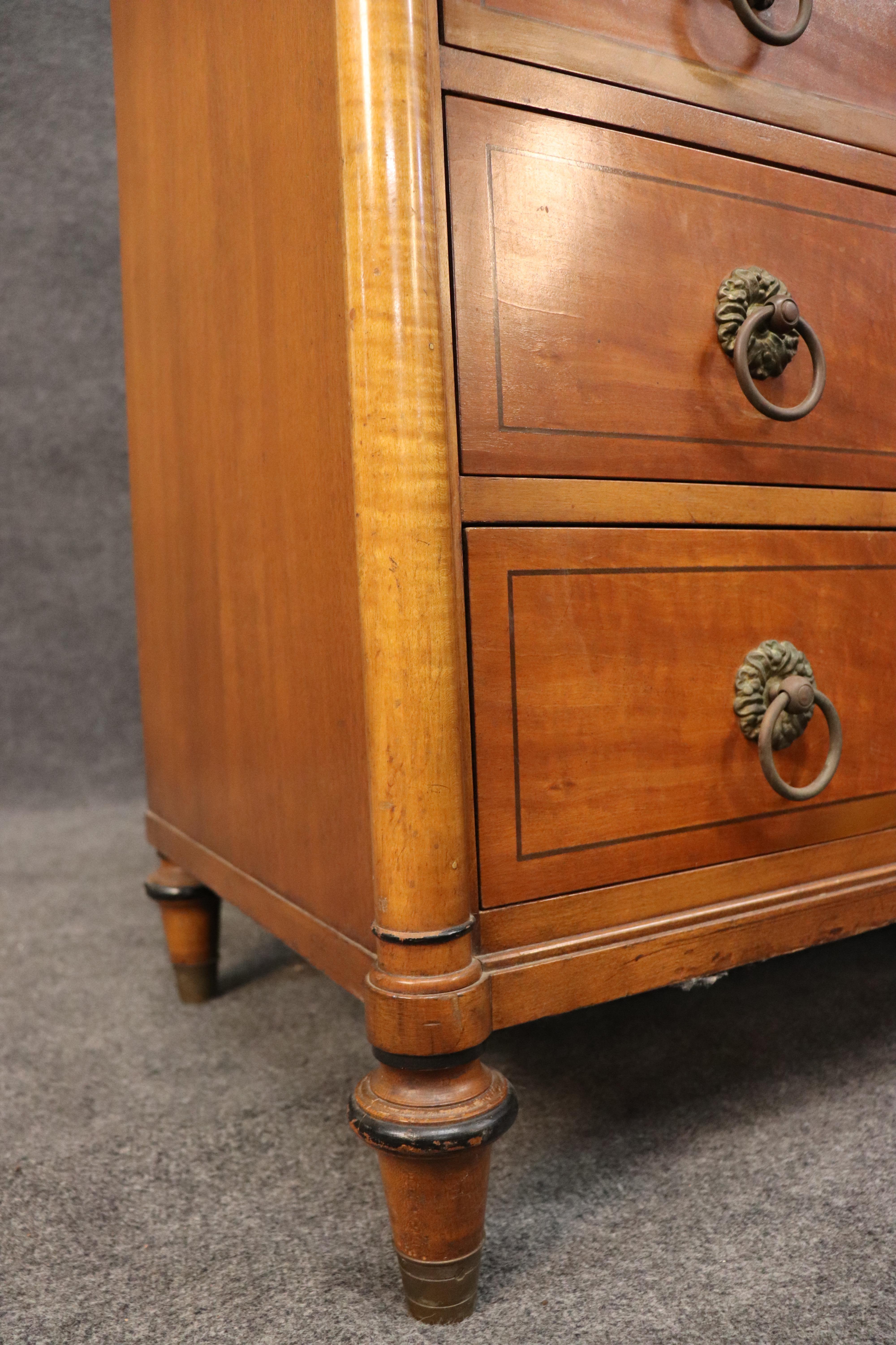 Fine Quality Kittinger Satinwood English Regency Inlaid Gentleman's Dresser For Sale 6